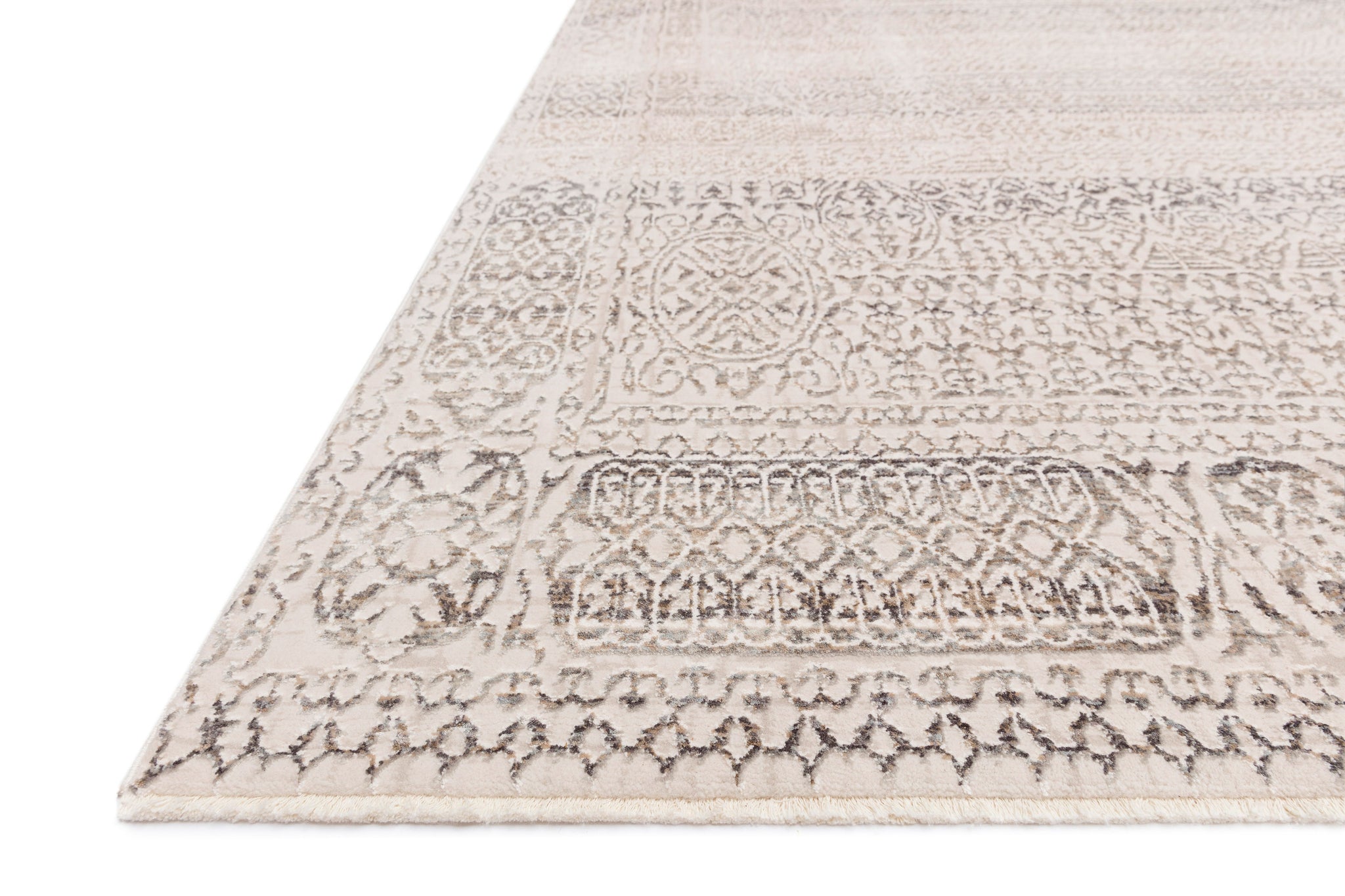 angle view of Homage Ivory / Silver luxury Rug