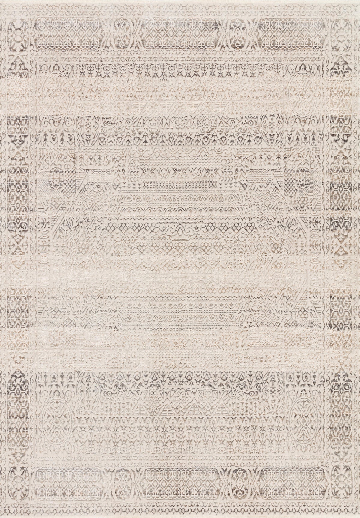 front view of Homage Ivory / Silver luxury Rug