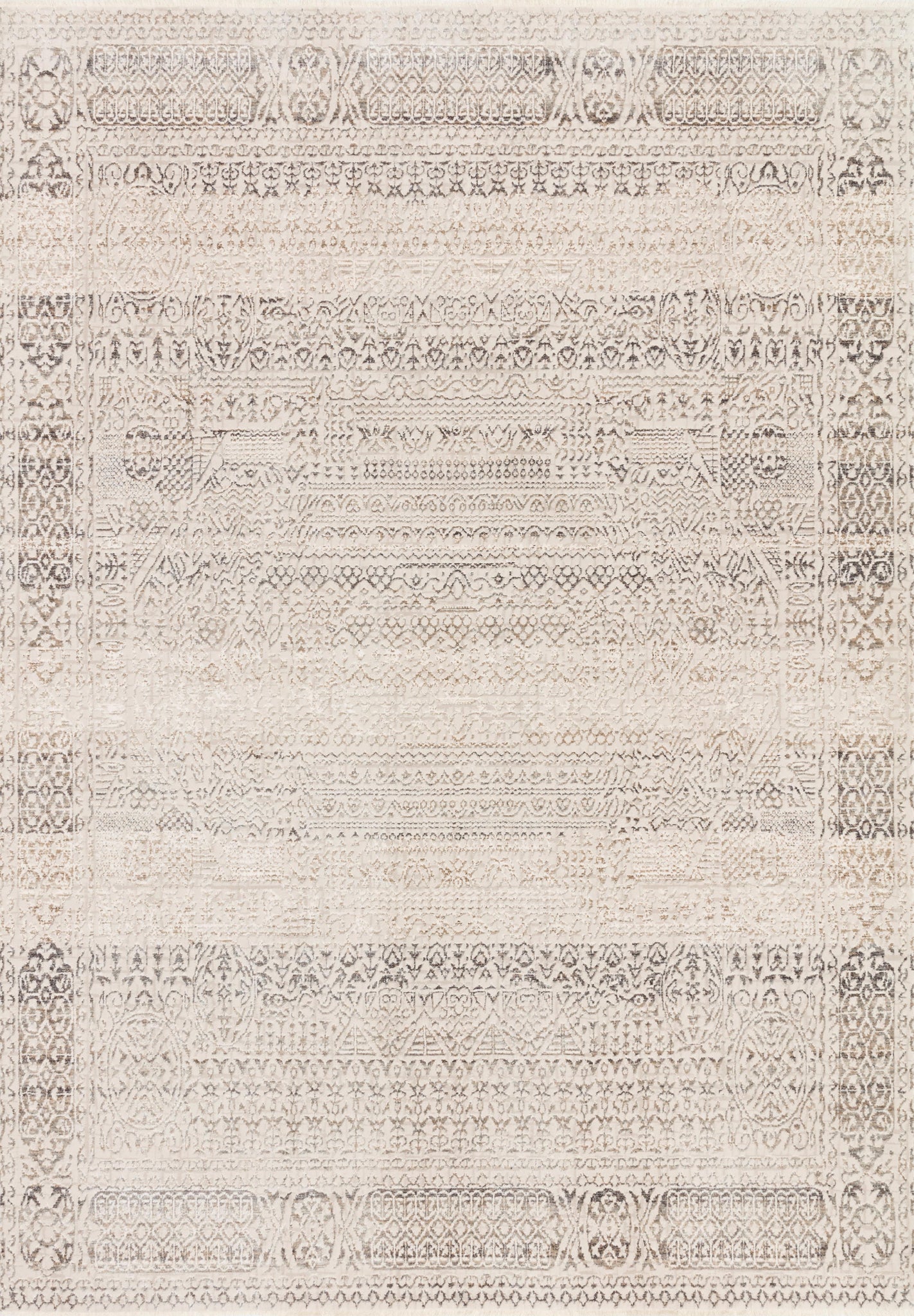 front view of Homage Ivory / Silver luxury Rug