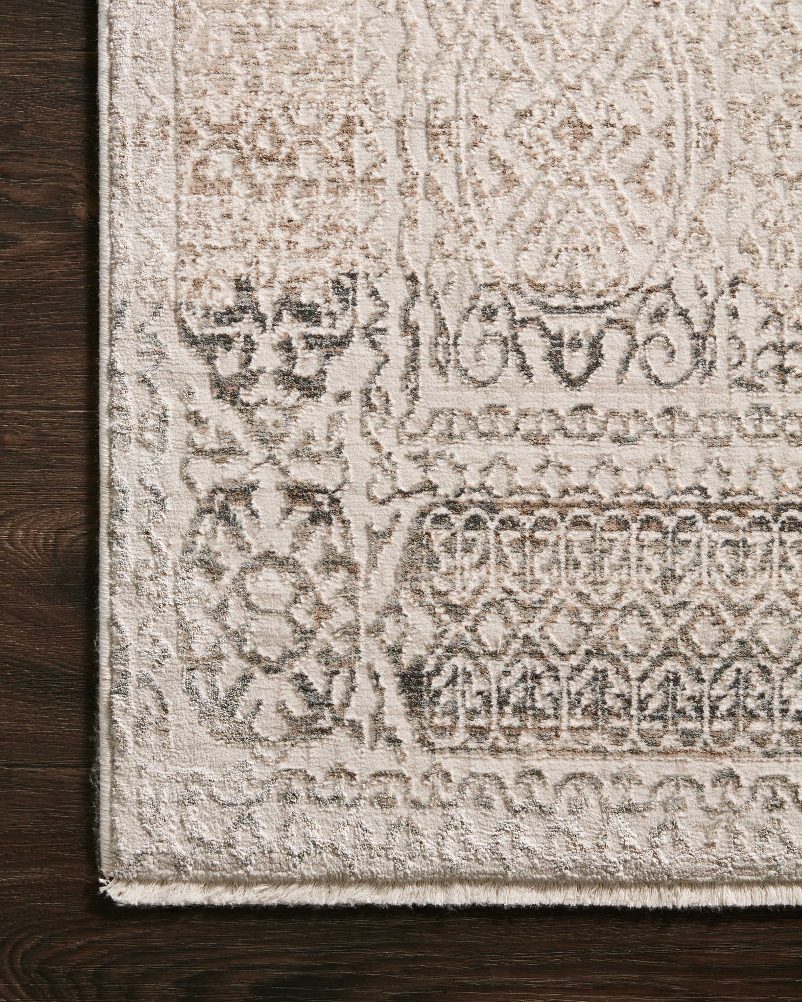 side view of Homage Ivory / Silver luxury Rug