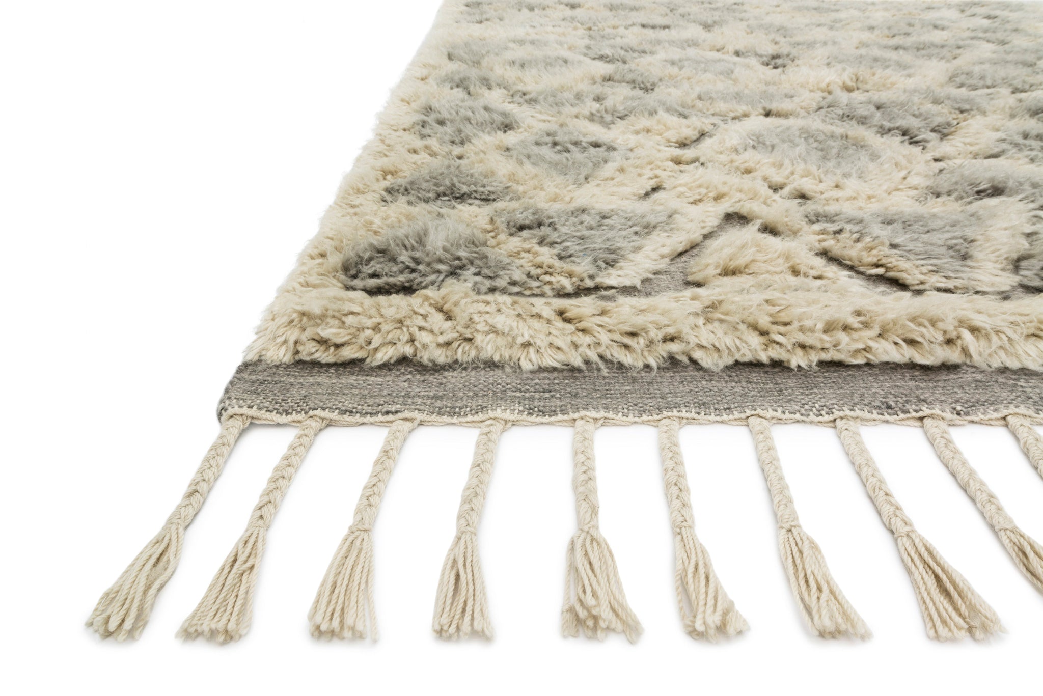 side view of Hygge Smoke / Taupe luxury Rug