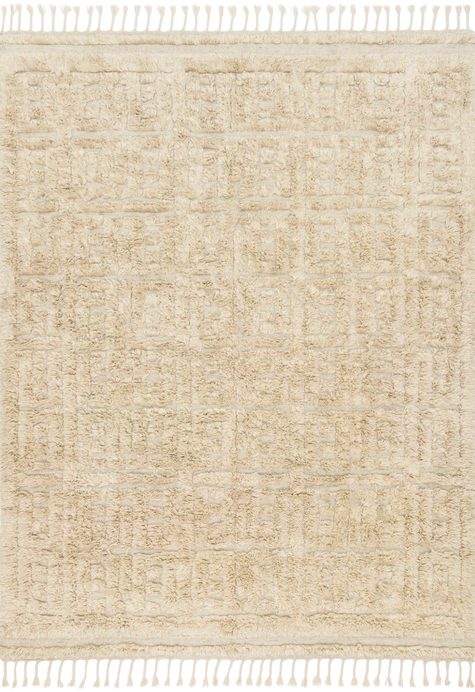 front view of Hygge Oatmeal / Sand luxury Rug