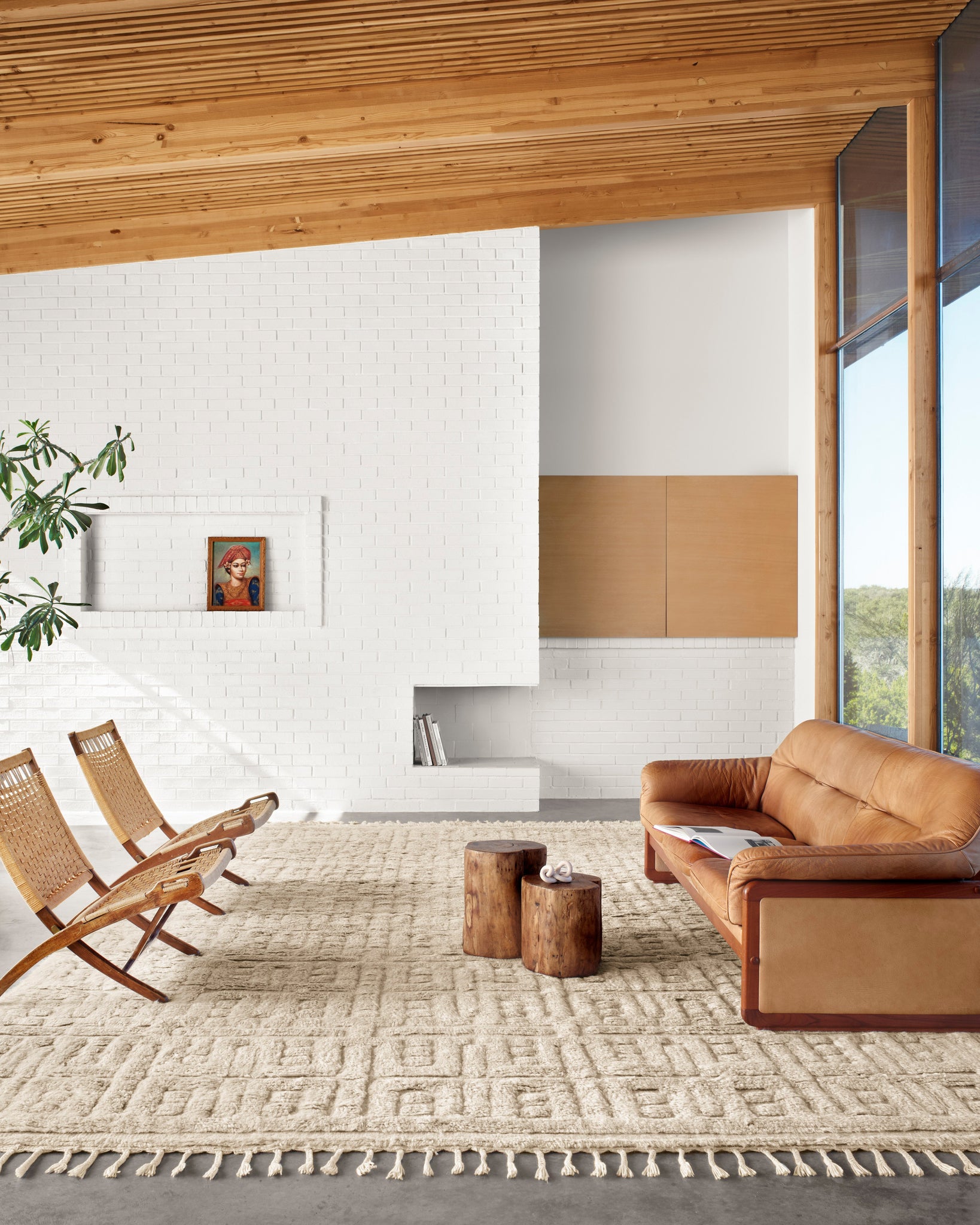 angle view of Hygge Oatmeal / Sand luxury Rug