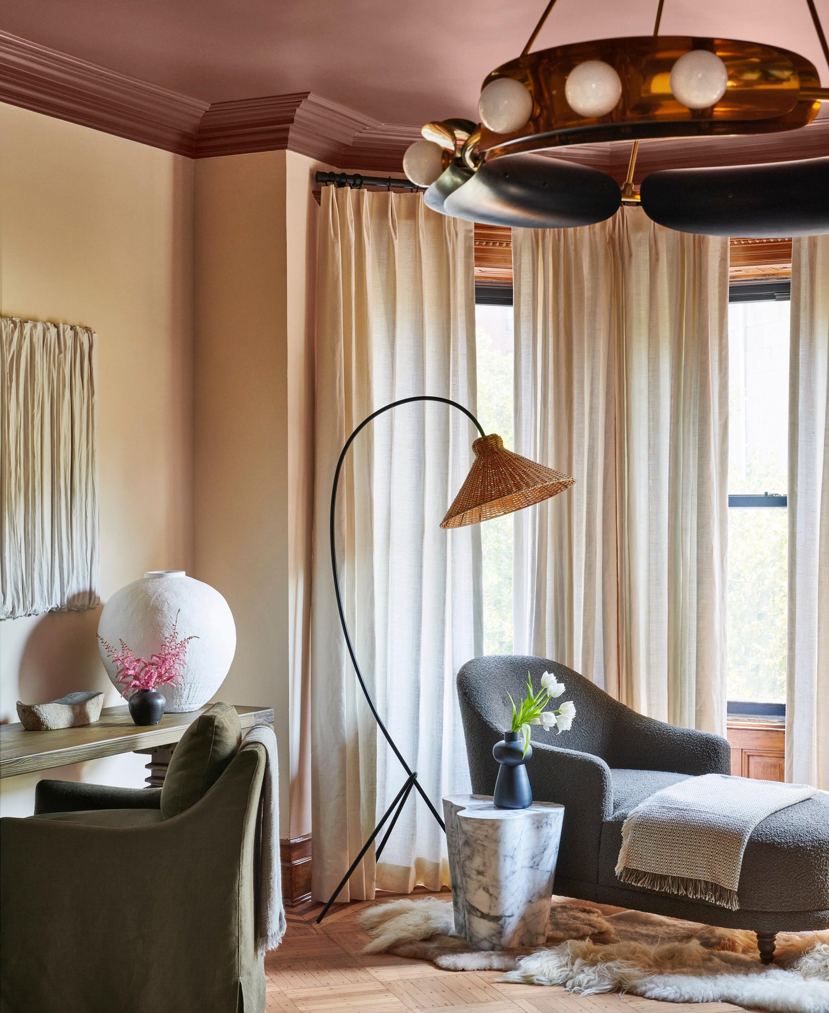 Hopper Chandelier 41" styled in an elegant dining room for warm, layered light at Laurie Yapp Home.