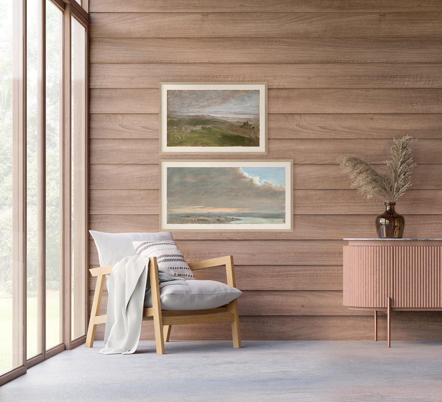 front view of Hudson River School – Summer View, Hudson Valley C. 1870 luxury Artwork