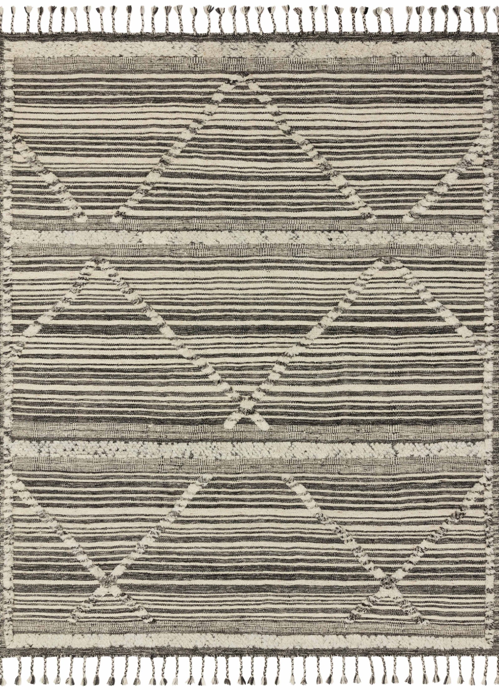 front view of Iman Ivory / Charcoal luxury Rug