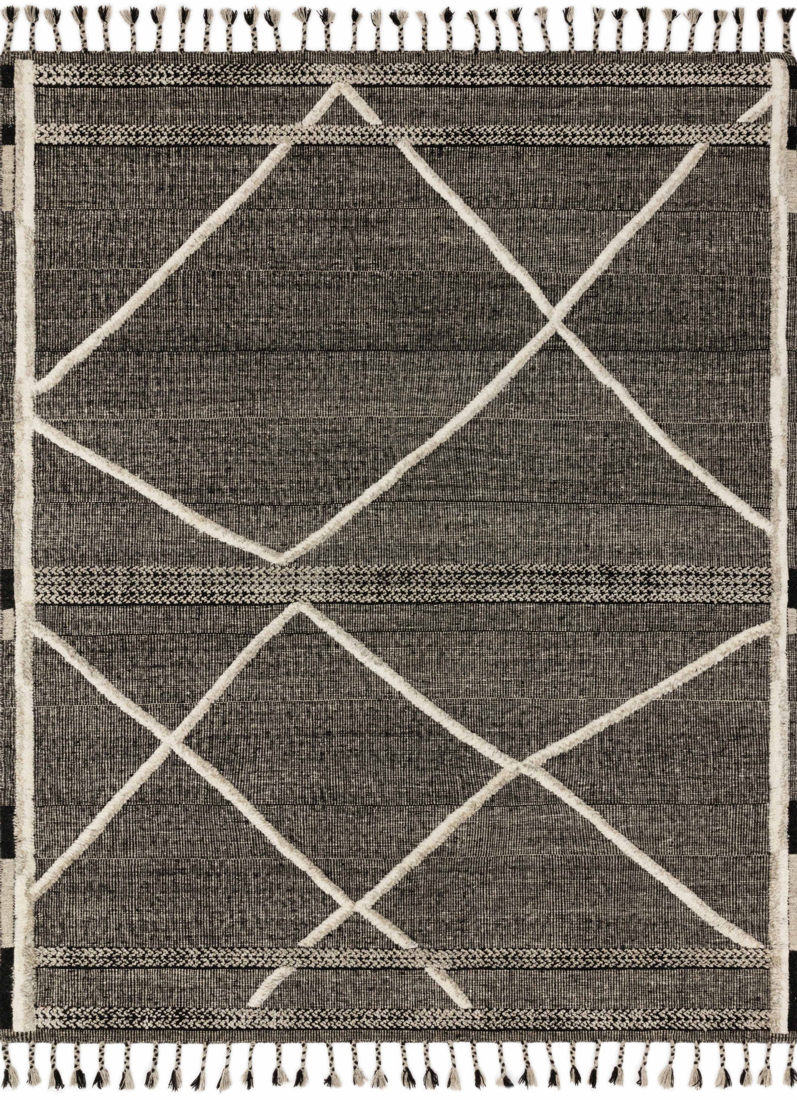 front view of Iman Beige / Charcoal luxury Rug