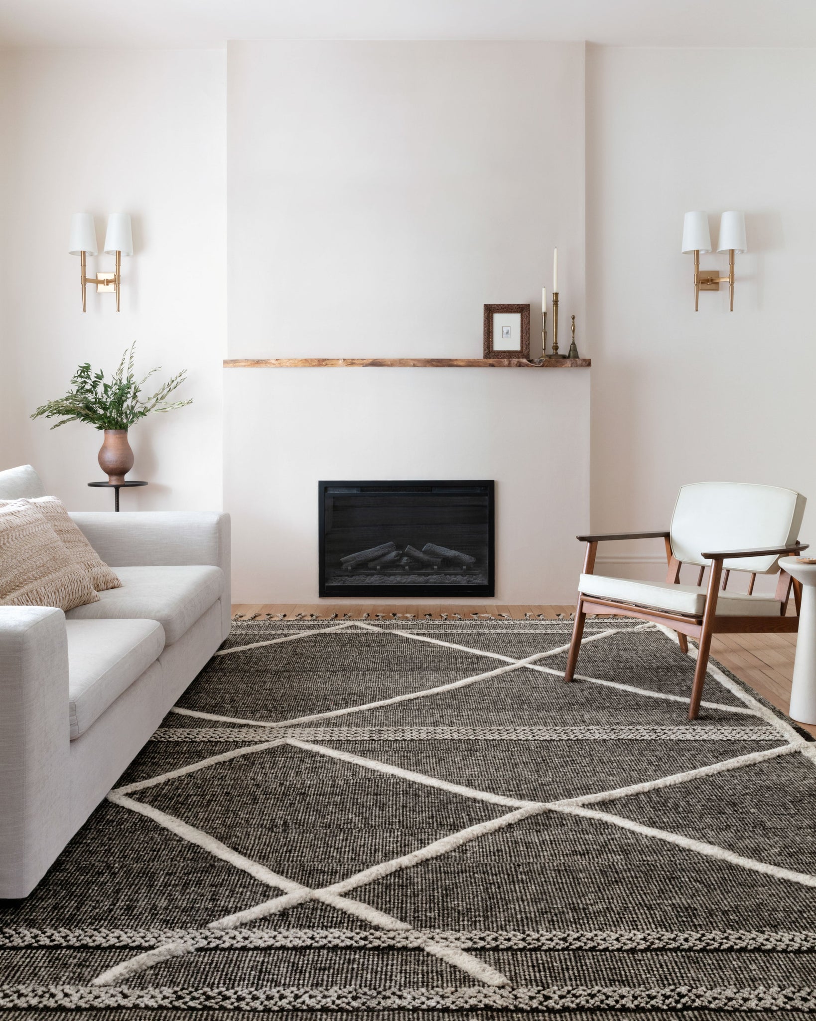 angle view of Iman Beige / Charcoal luxury Rug