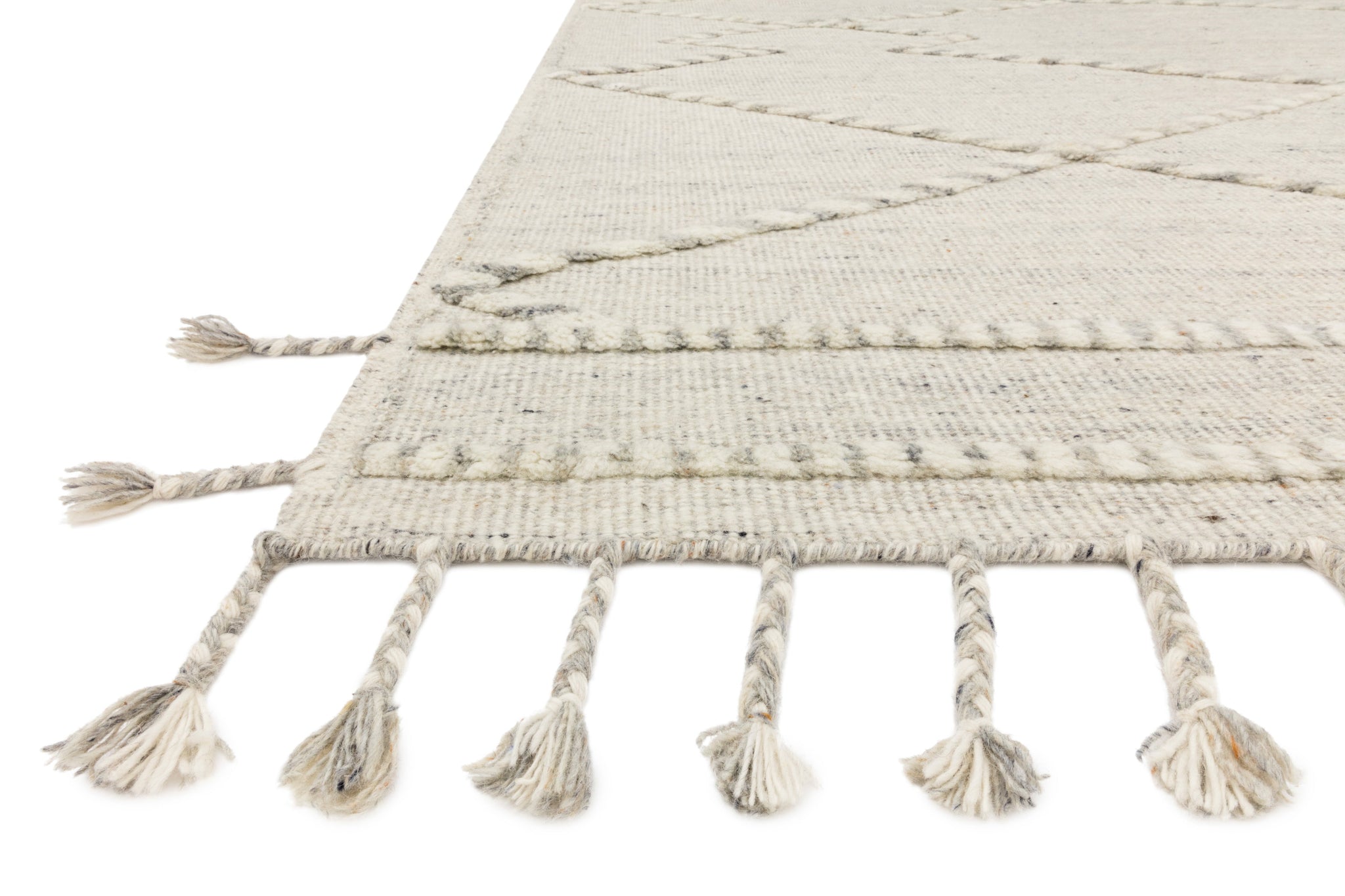 side view of Iman Ivory / Lt. Grey luxury Rug