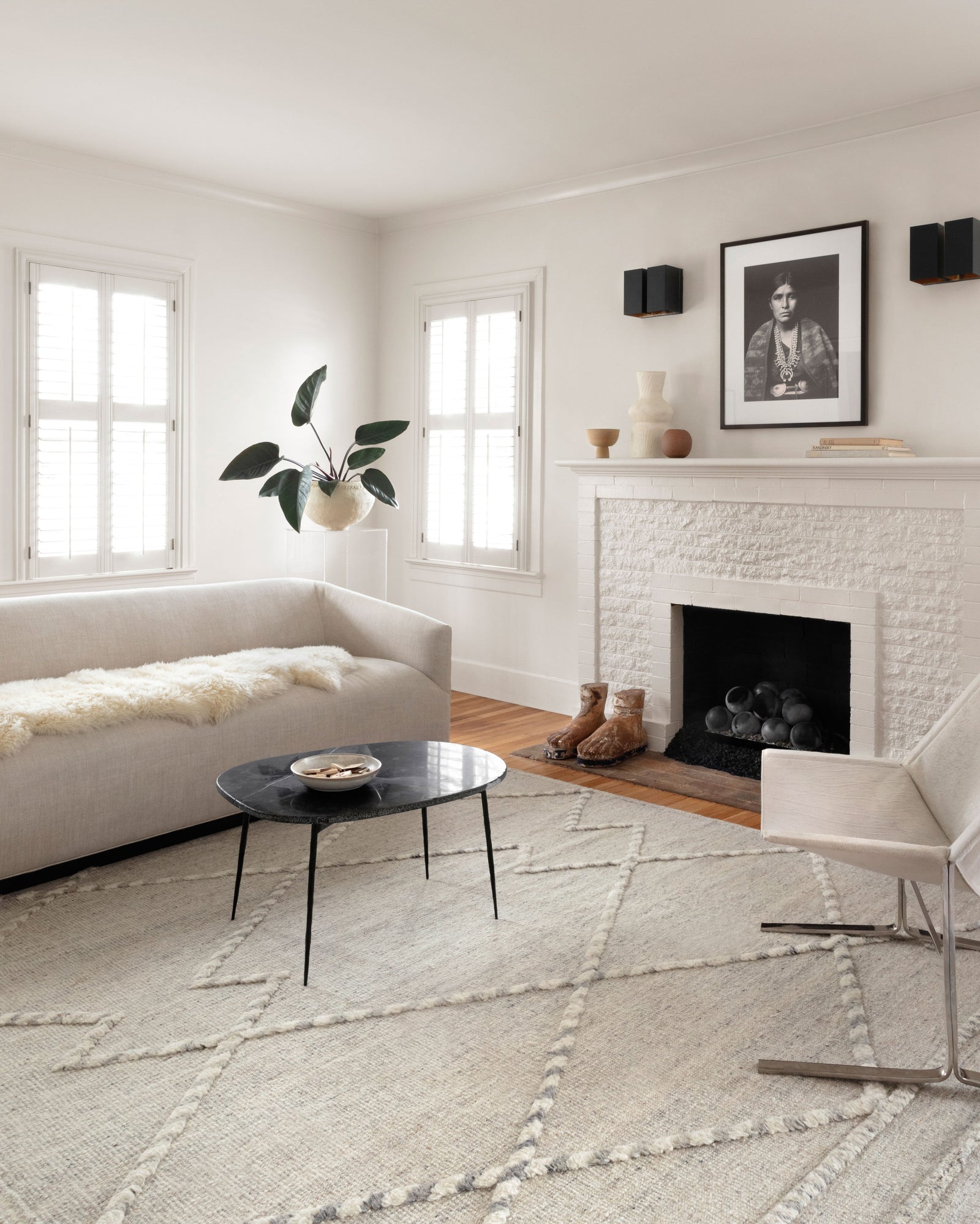 front view of Iman Ivory / Lt. Grey luxury Rug