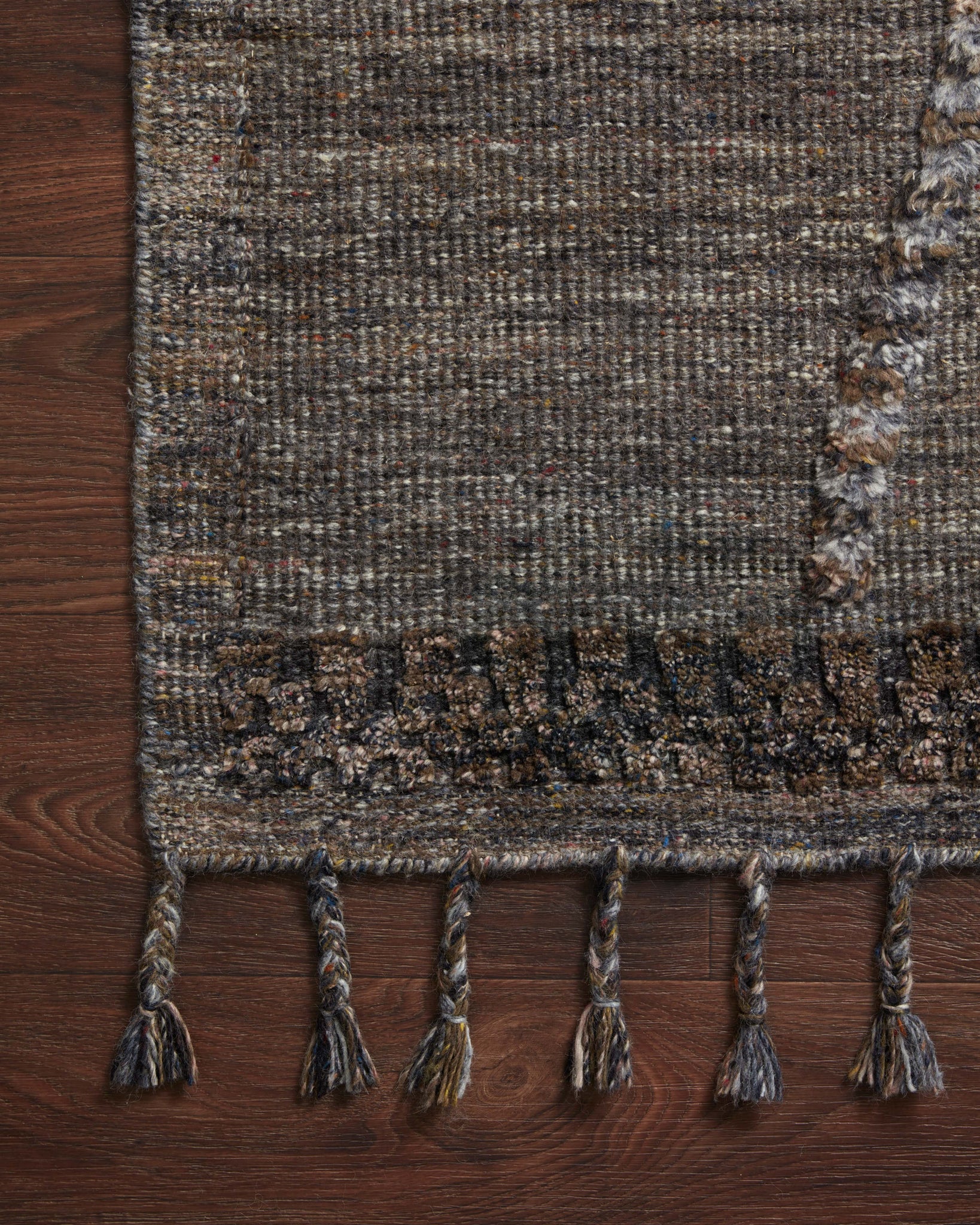 side view of Iman Grey / Multi luxury Rug