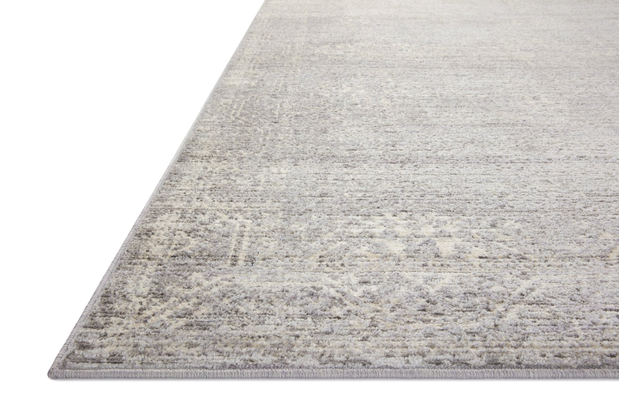 angle view of Indra Silver / Ivory luxury Rug