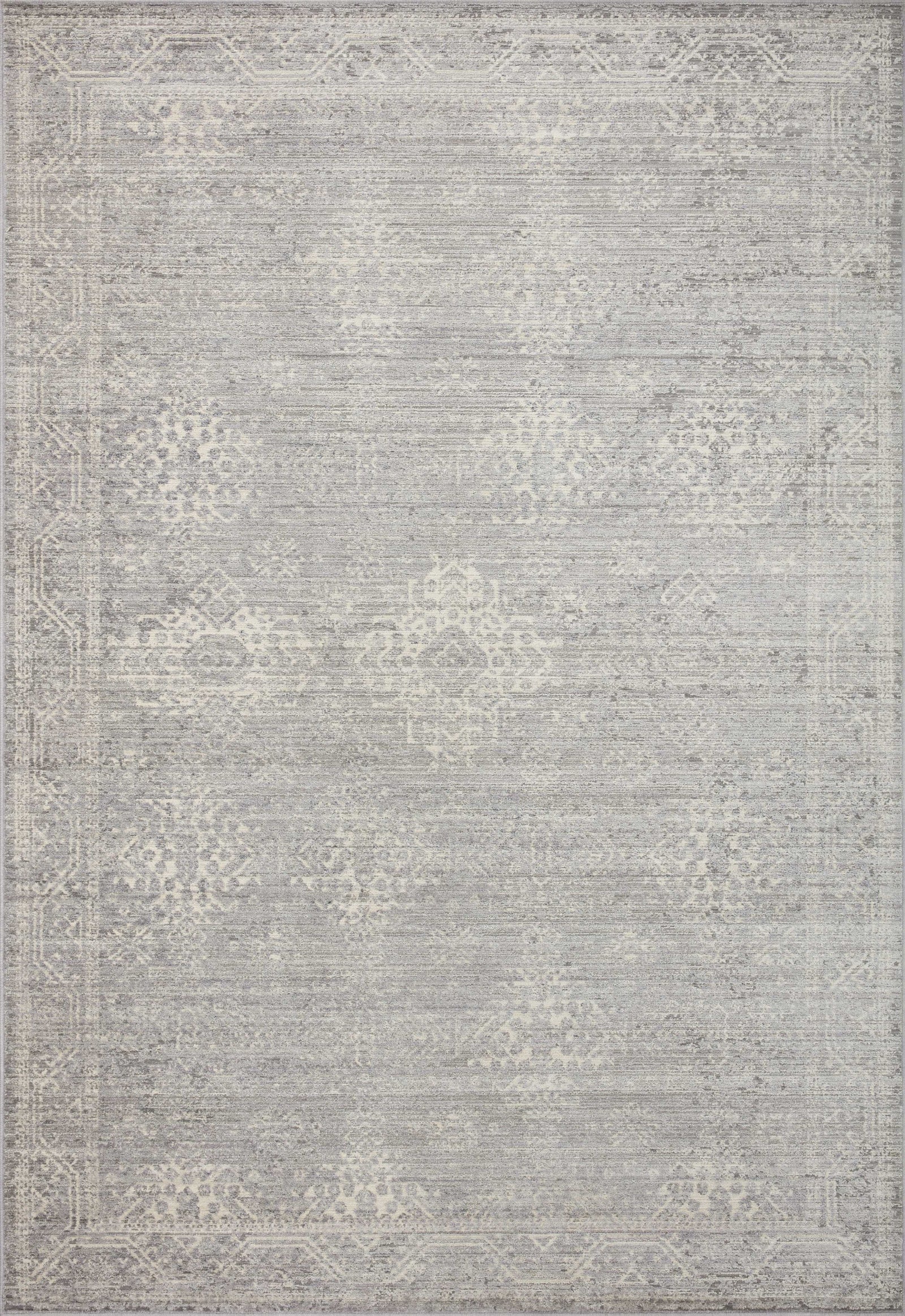 front view of Indra Silver / Ivory luxury Rug