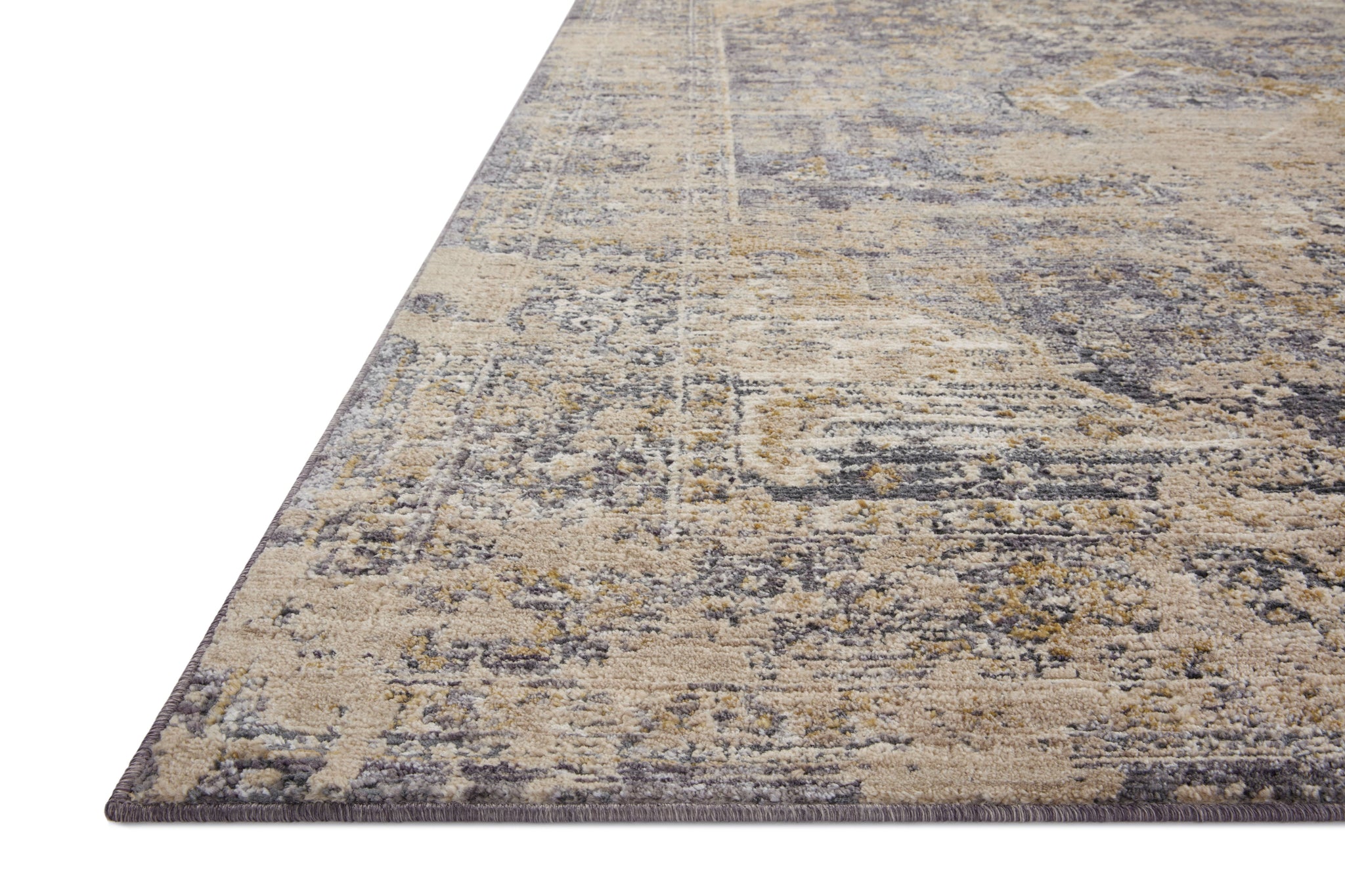 angle view of Indra Charcoal / Natural luxury Rug