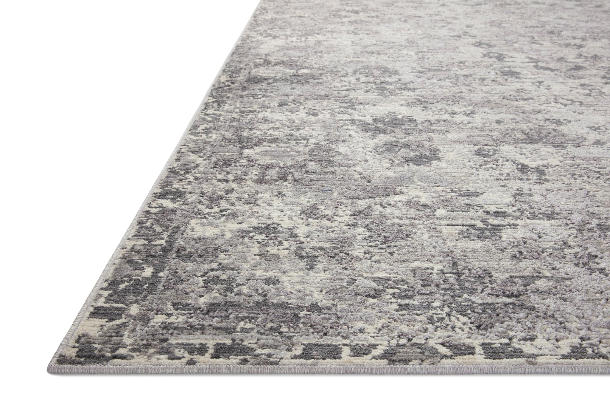 angle view of Indra Charcoal / Silver luxury Rug