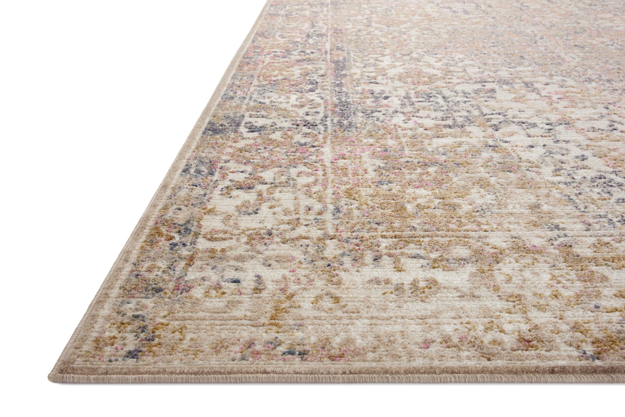 angle view of Indra Ivory / Multi luxury Rug