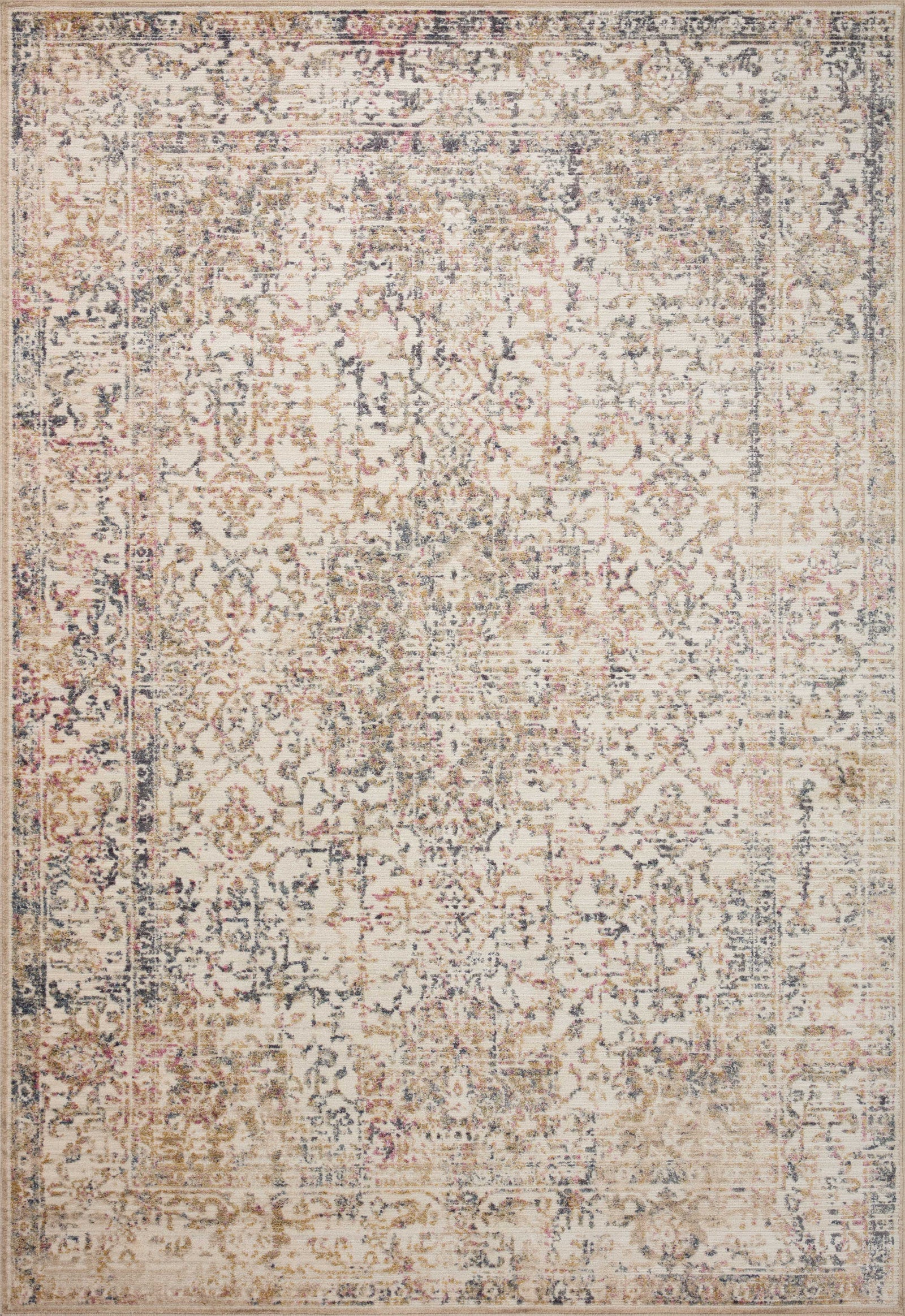 front view of Indra Ivory / Multi luxury Rug
