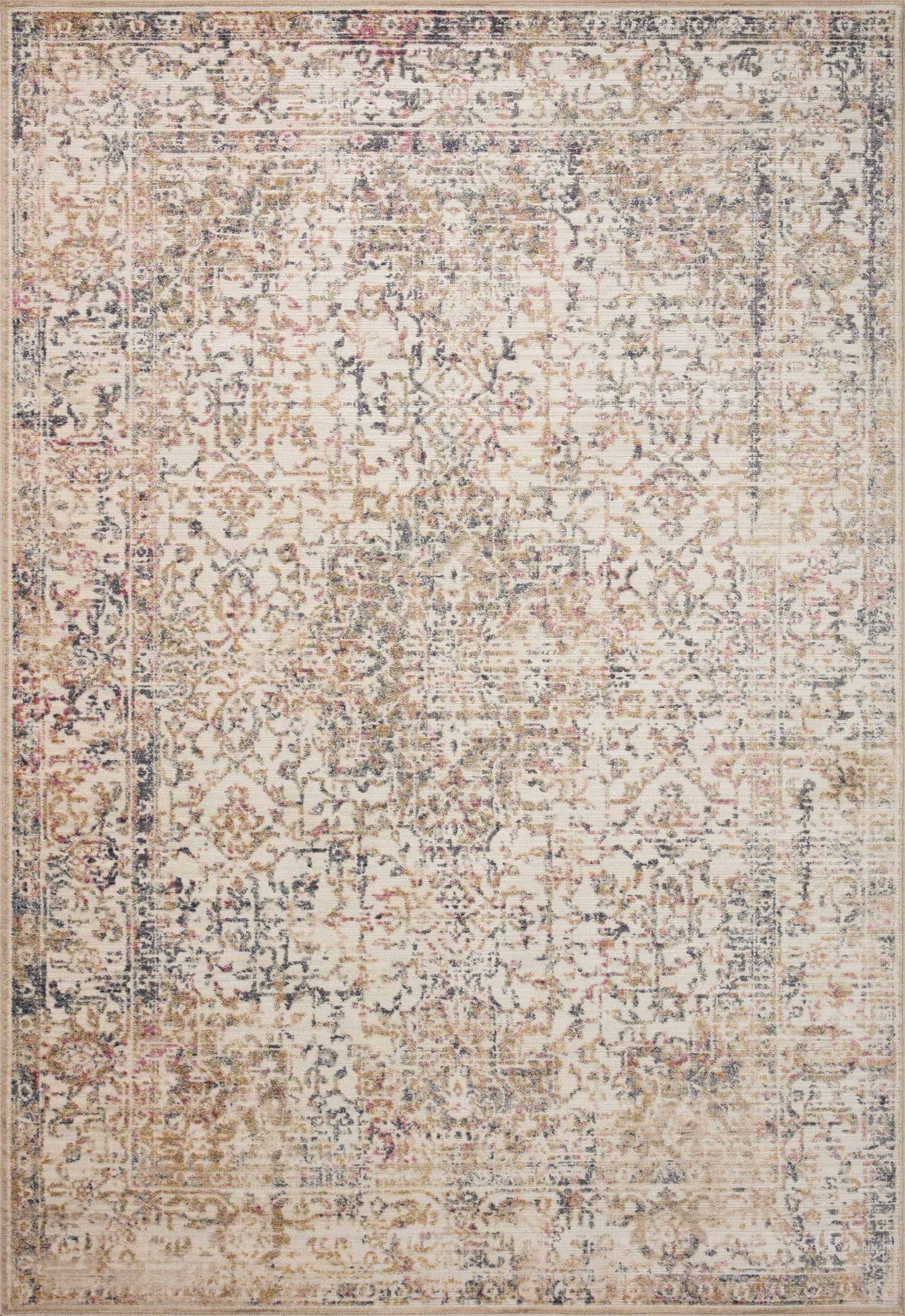 front view of Indra Ivory / Multi luxury Rug