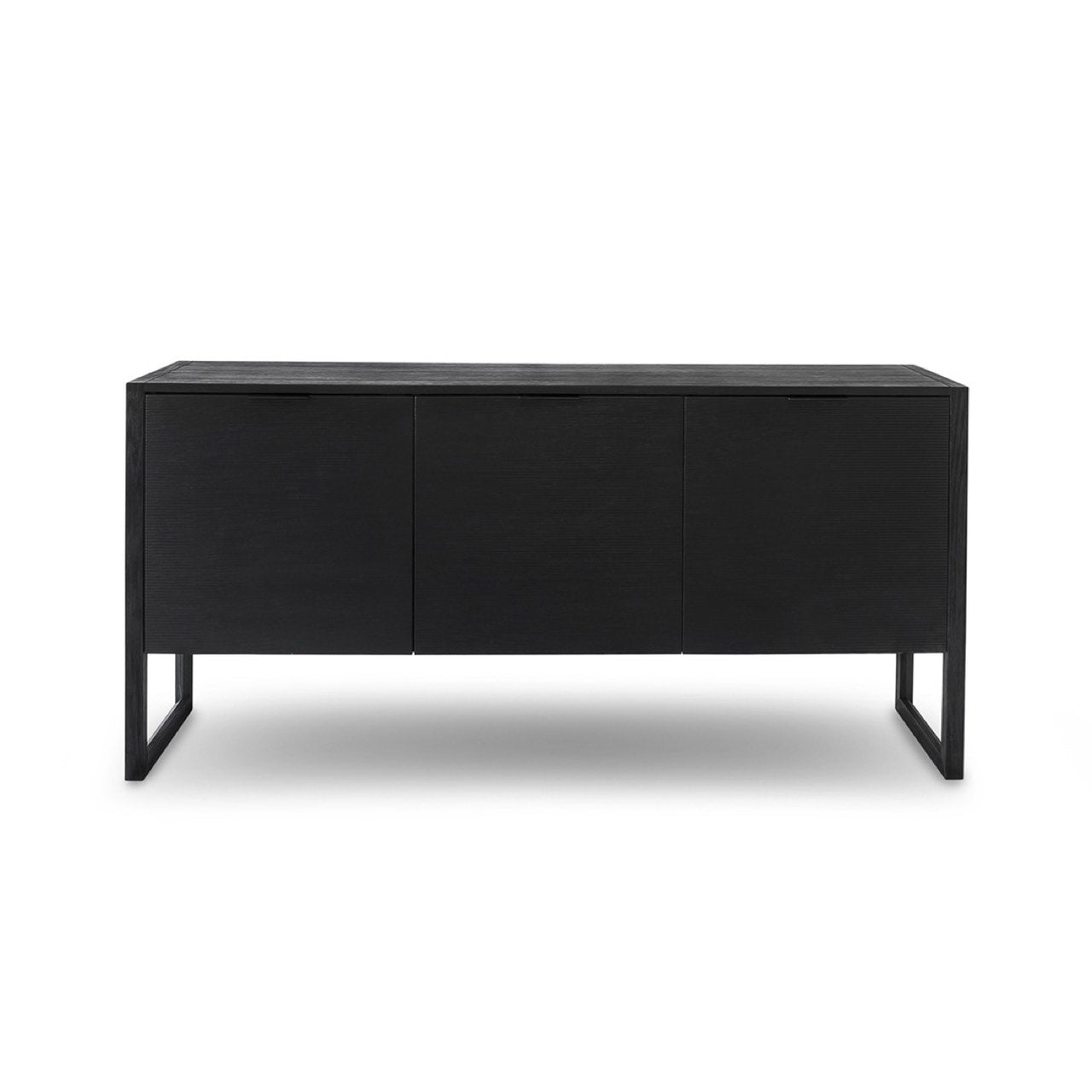Black sideboard with minimalist design on a white background