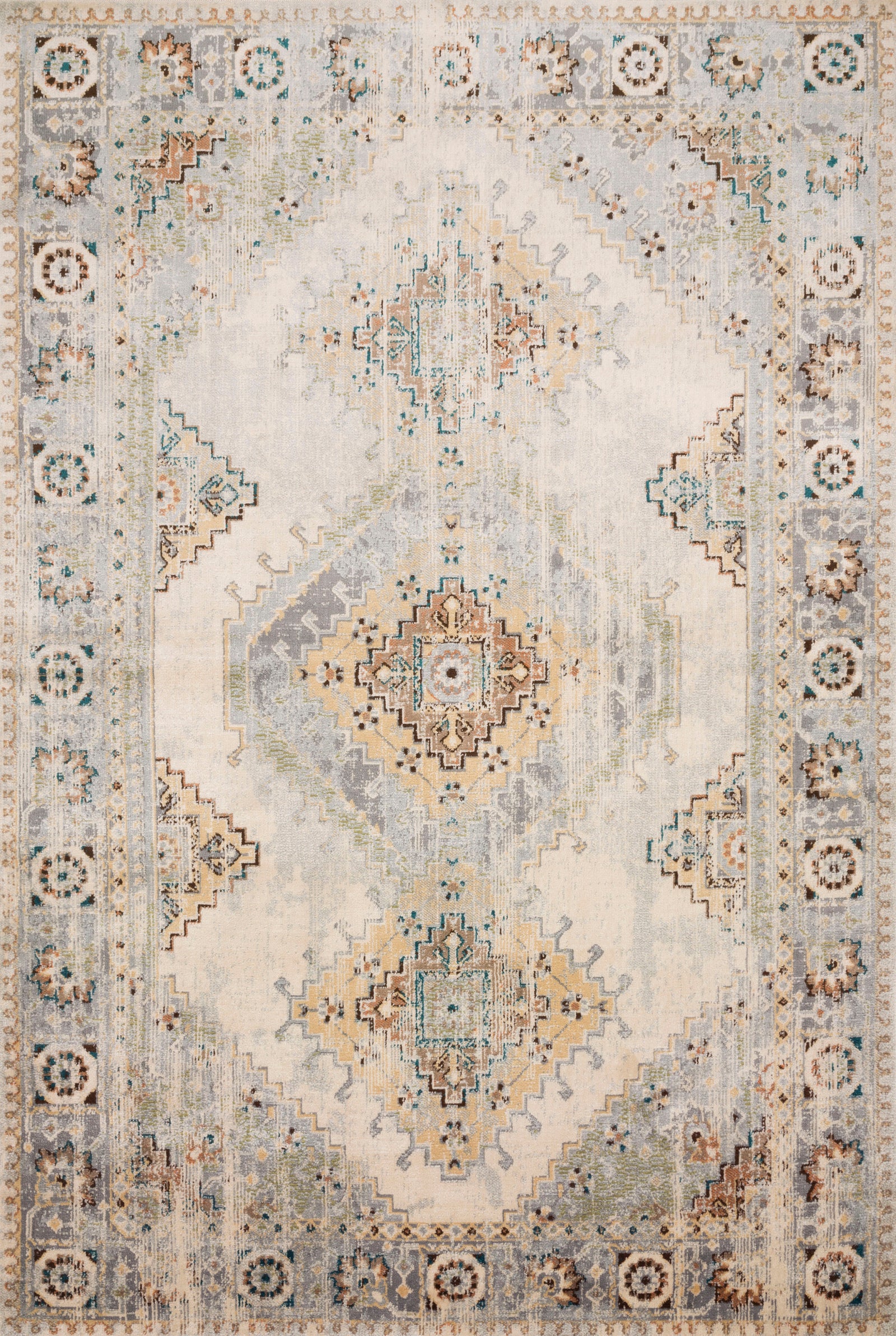 front view of Isadora Oatmeal / Silver luxury Rug