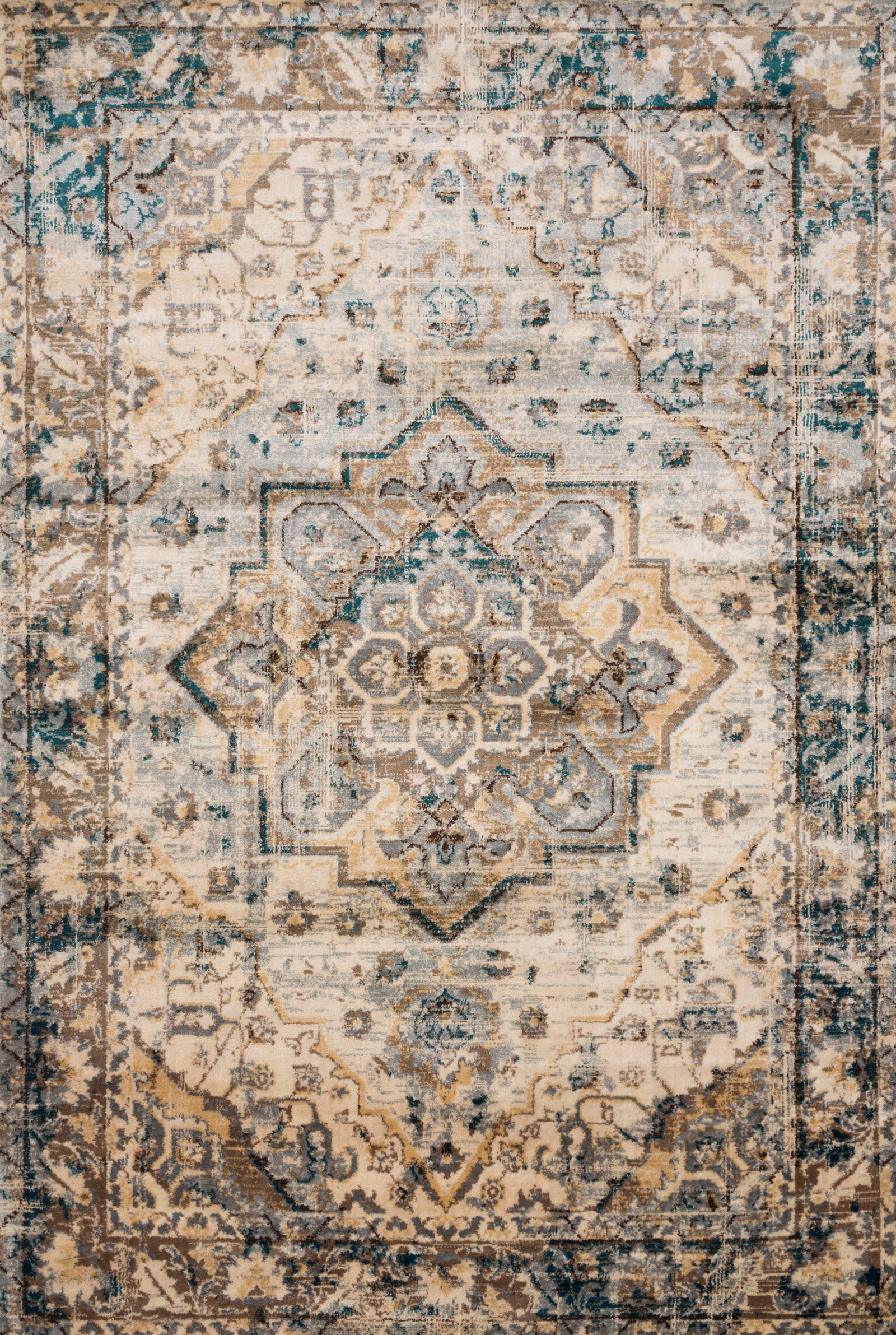 front view of Isadora Oatmeal / Bark luxury Rug