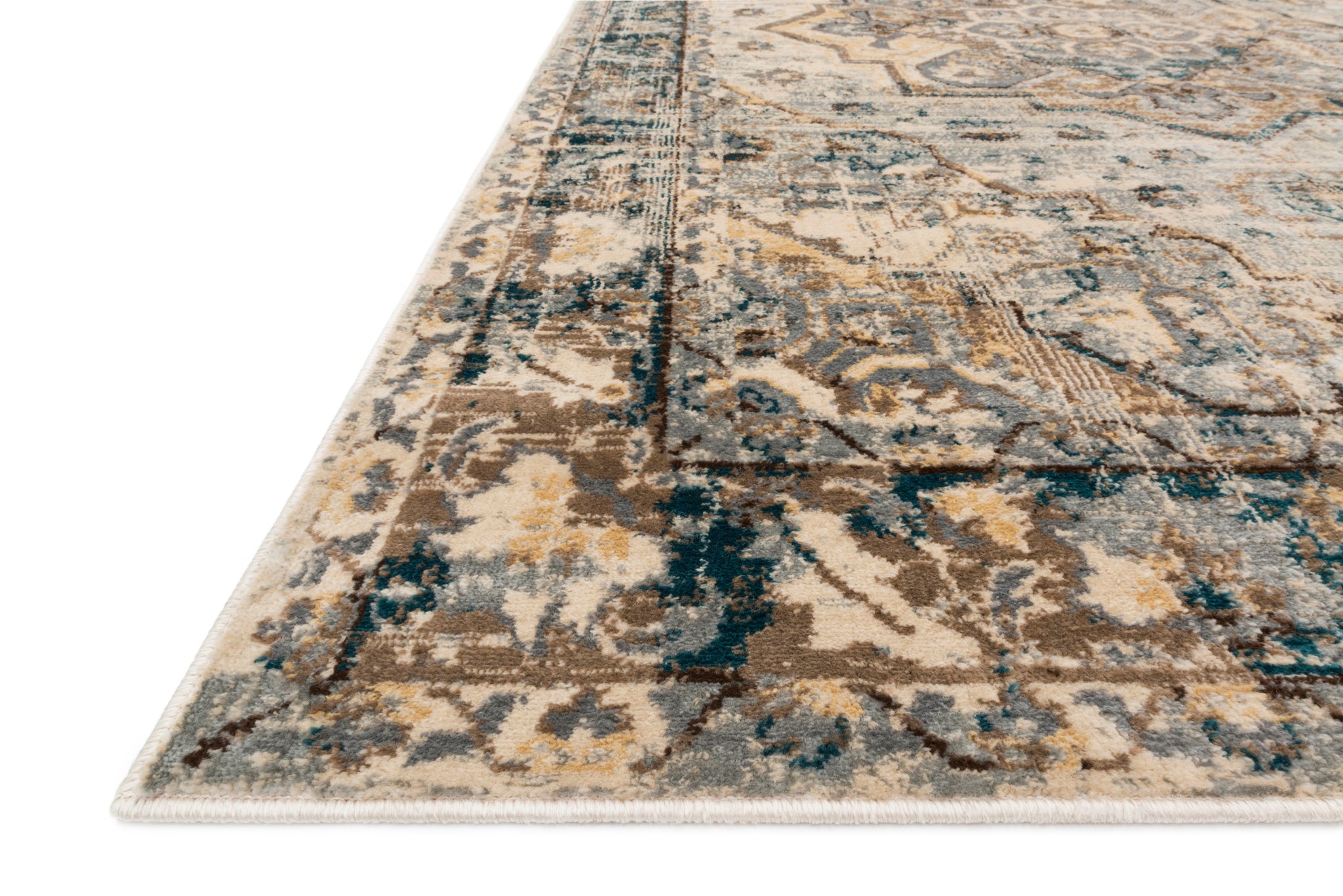 side view of Isadora Oatmeal / Bark luxury Rug