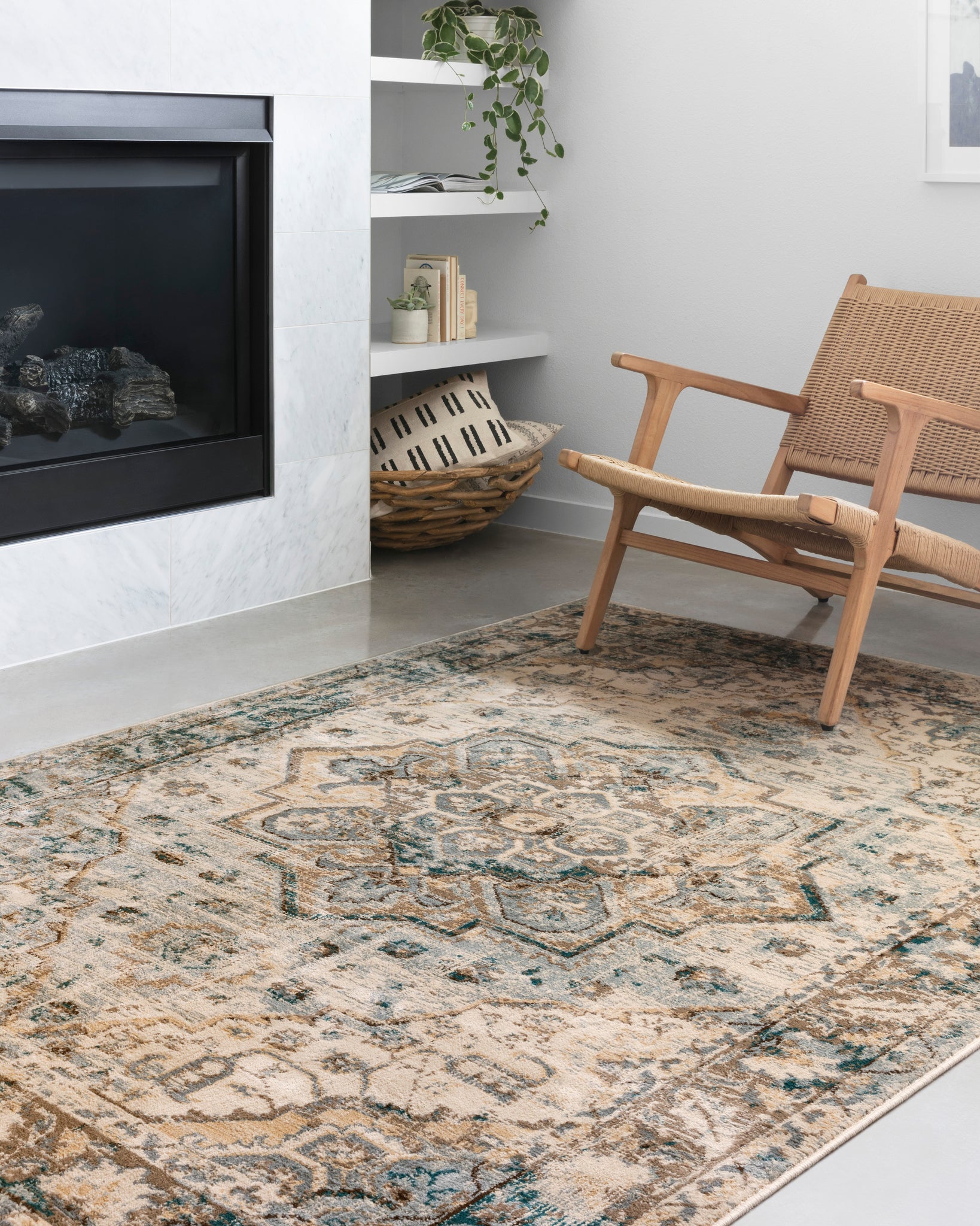 angle view of Isadora Oatmeal / Bark luxury Rug