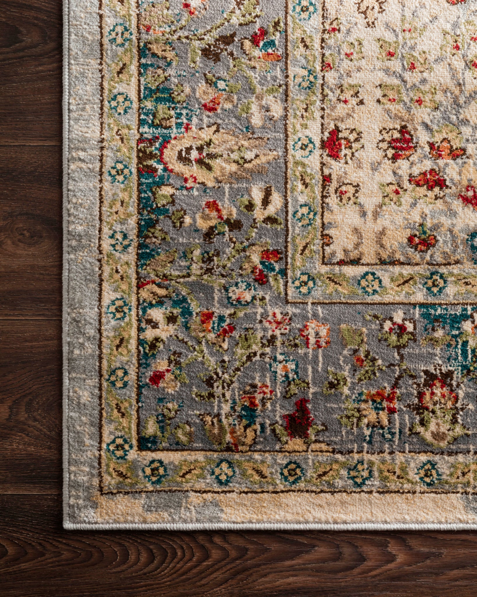 lifestyle view of Isadora Sand / Steel luxury Rug