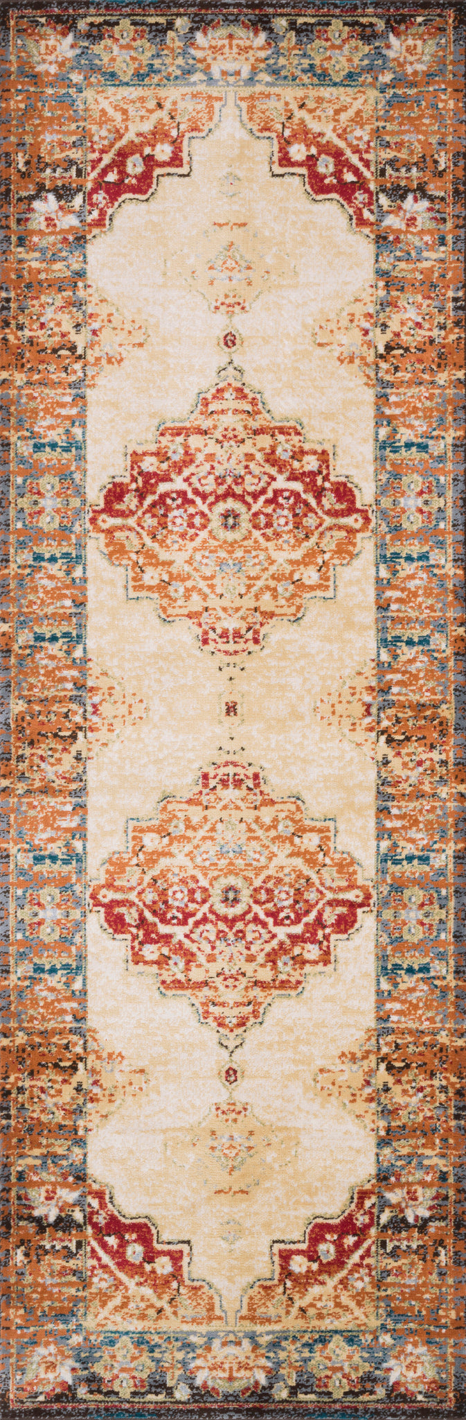 detail view of Isadora Ant. Ivory / Sunset luxury Rug