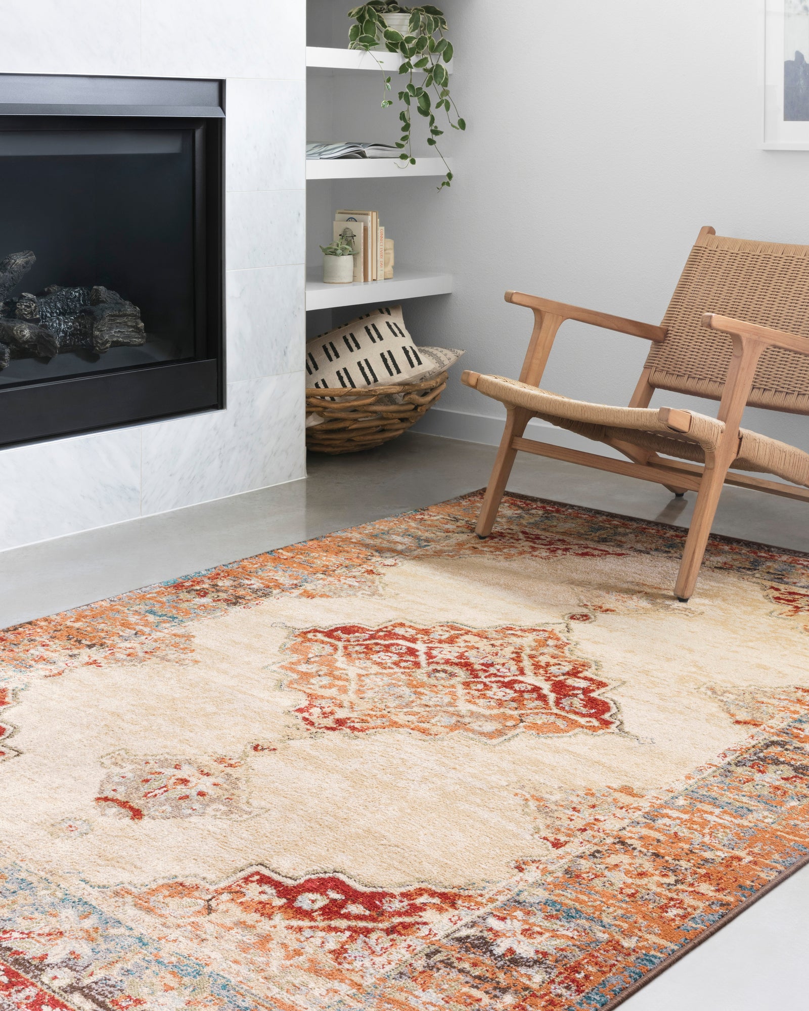 front view of Isadora Ant. Ivory / Sunset luxury Rug