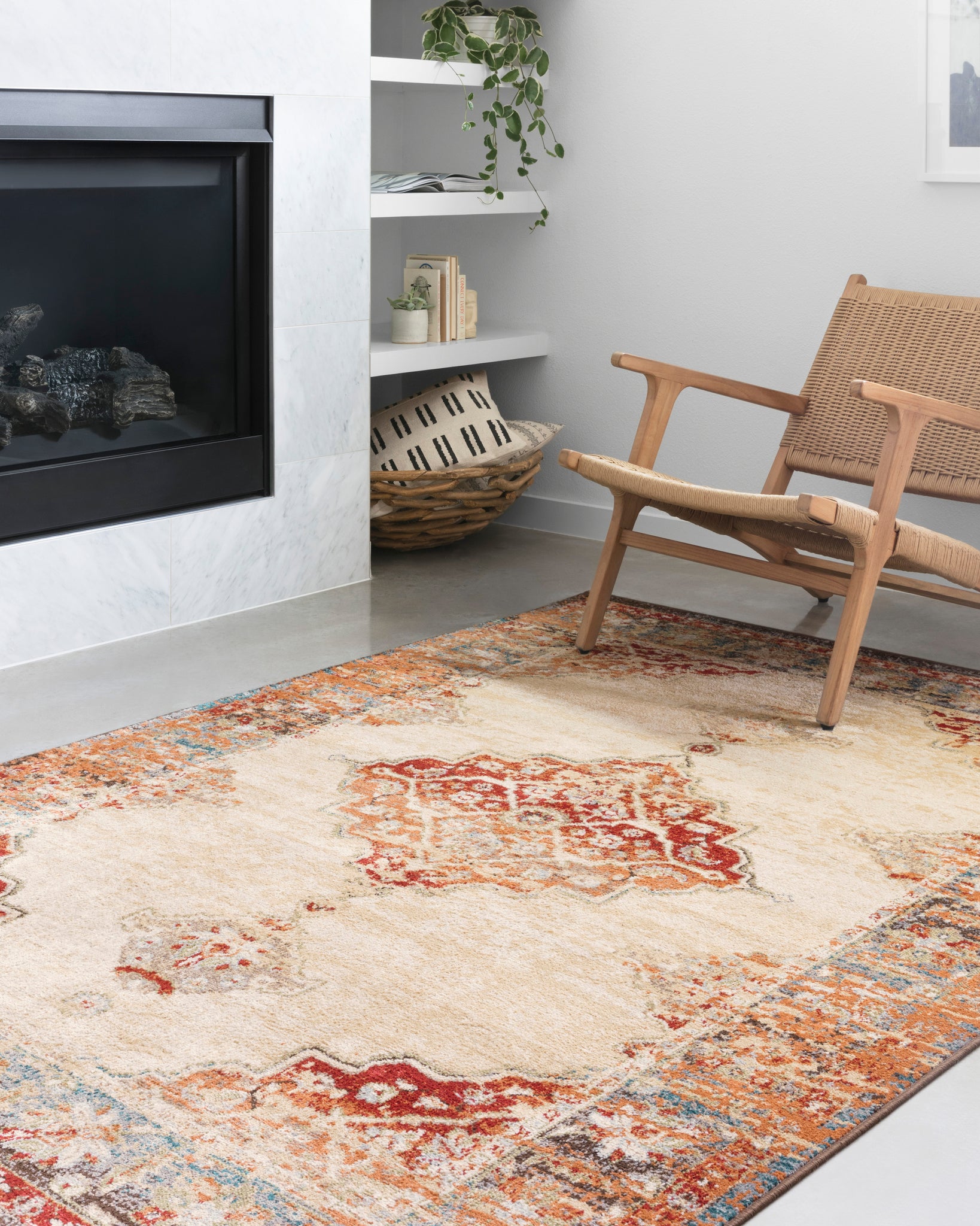 angle view of Isadora Ant. Ivory / Sunset luxury Rug
