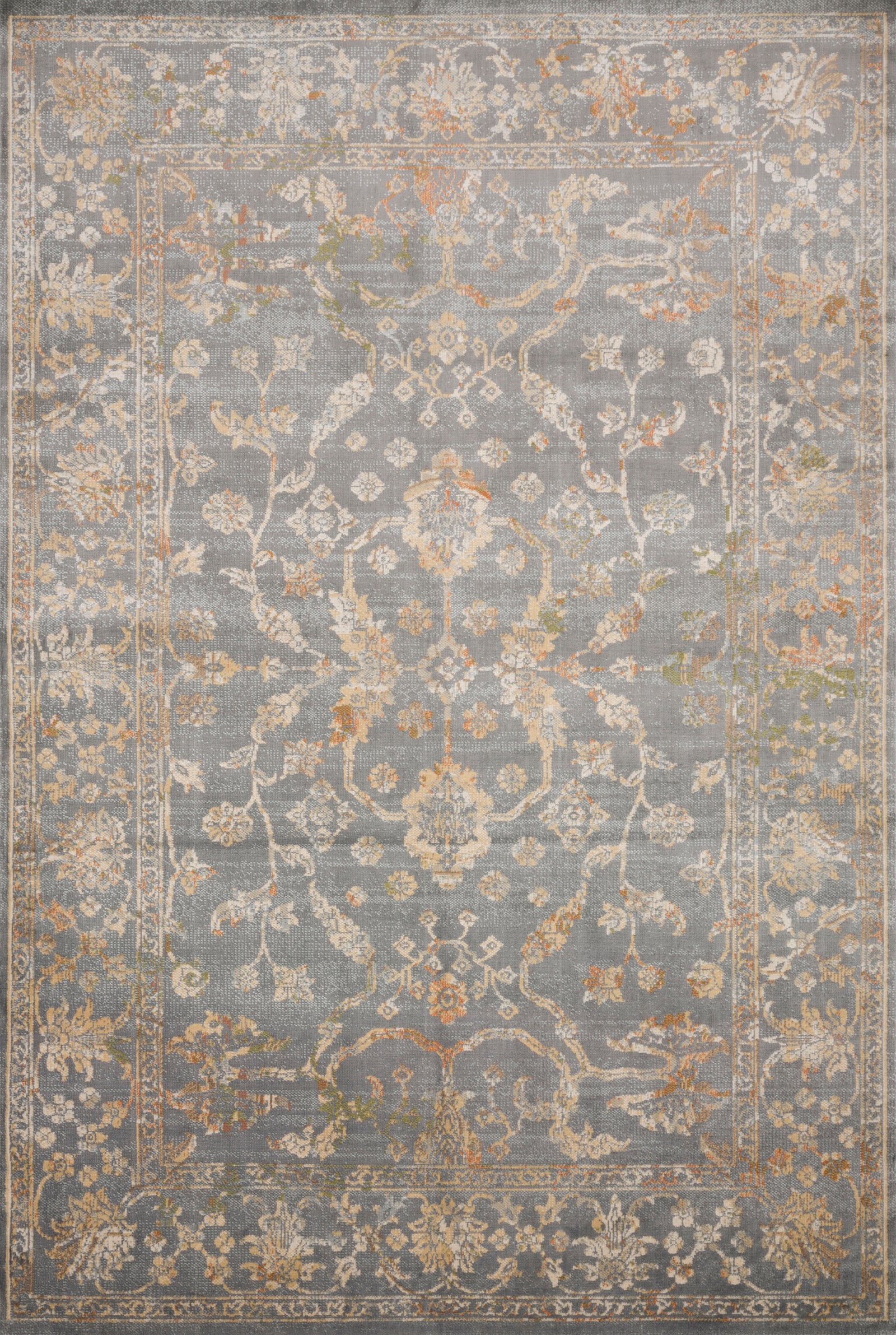 front view of Isadora Silver / Silver luxury Rug