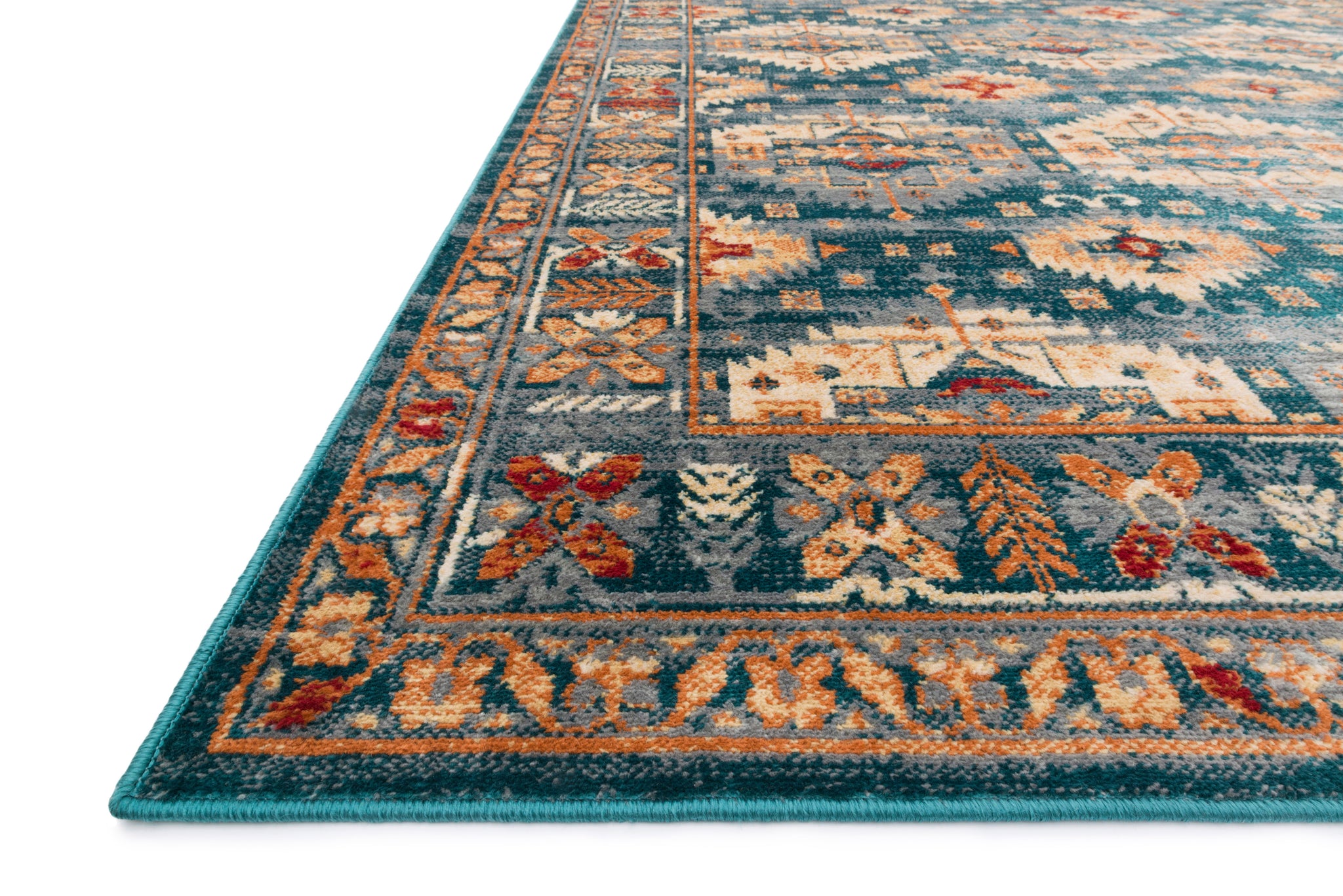 side view of Isadora Lagoon / Multi luxury Rug