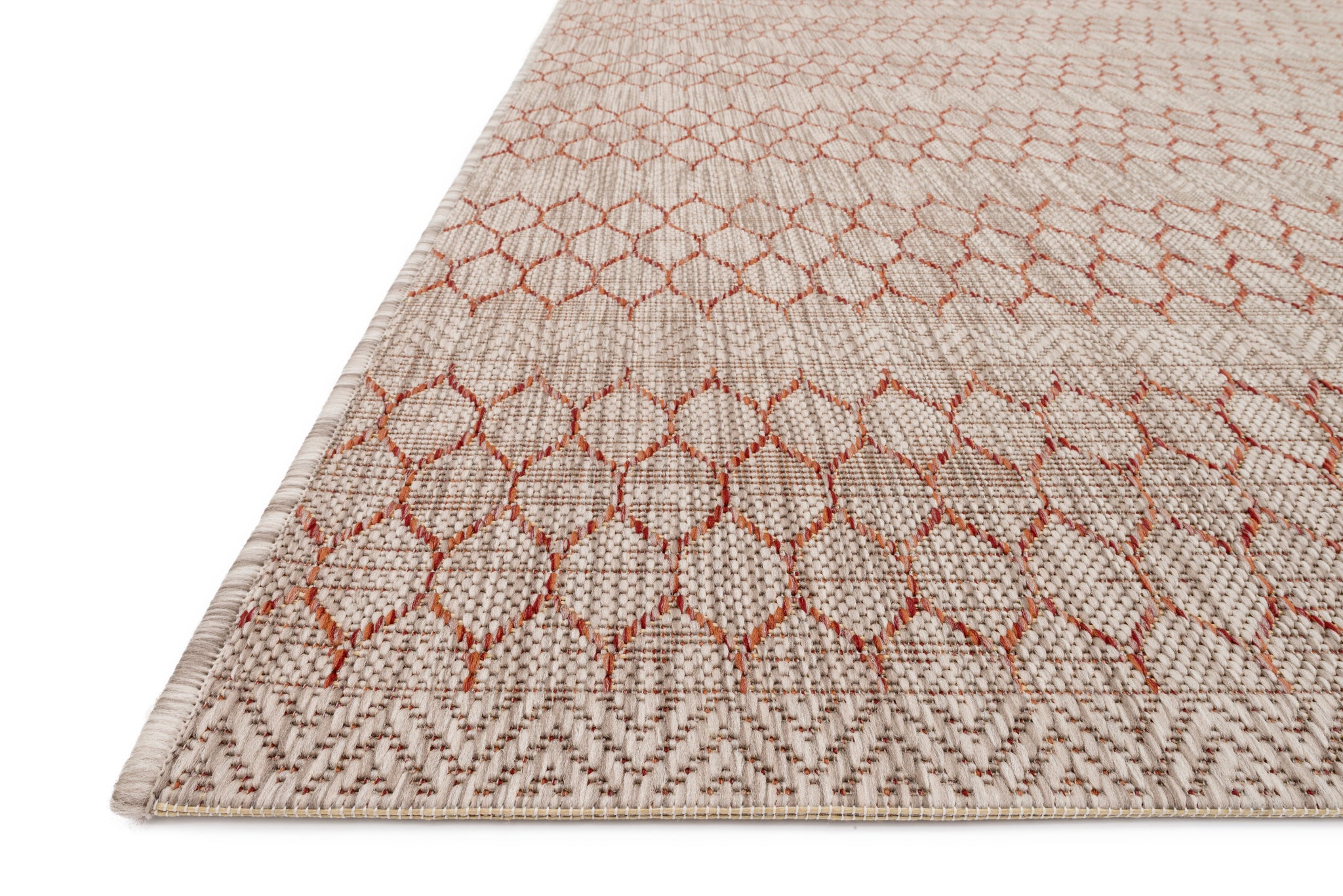 angle view of Isle Beige / Rust luxury Rug