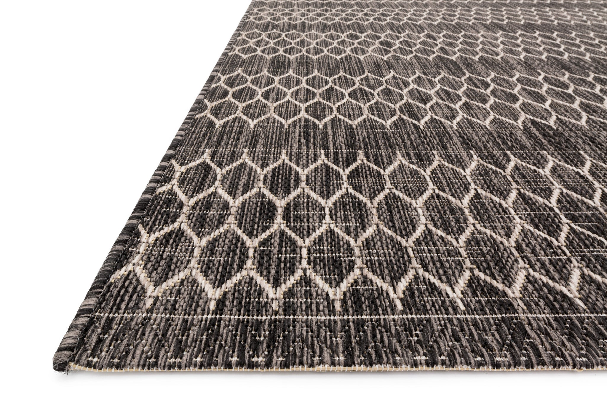 angle view of Isle Black / Grey luxury Rug