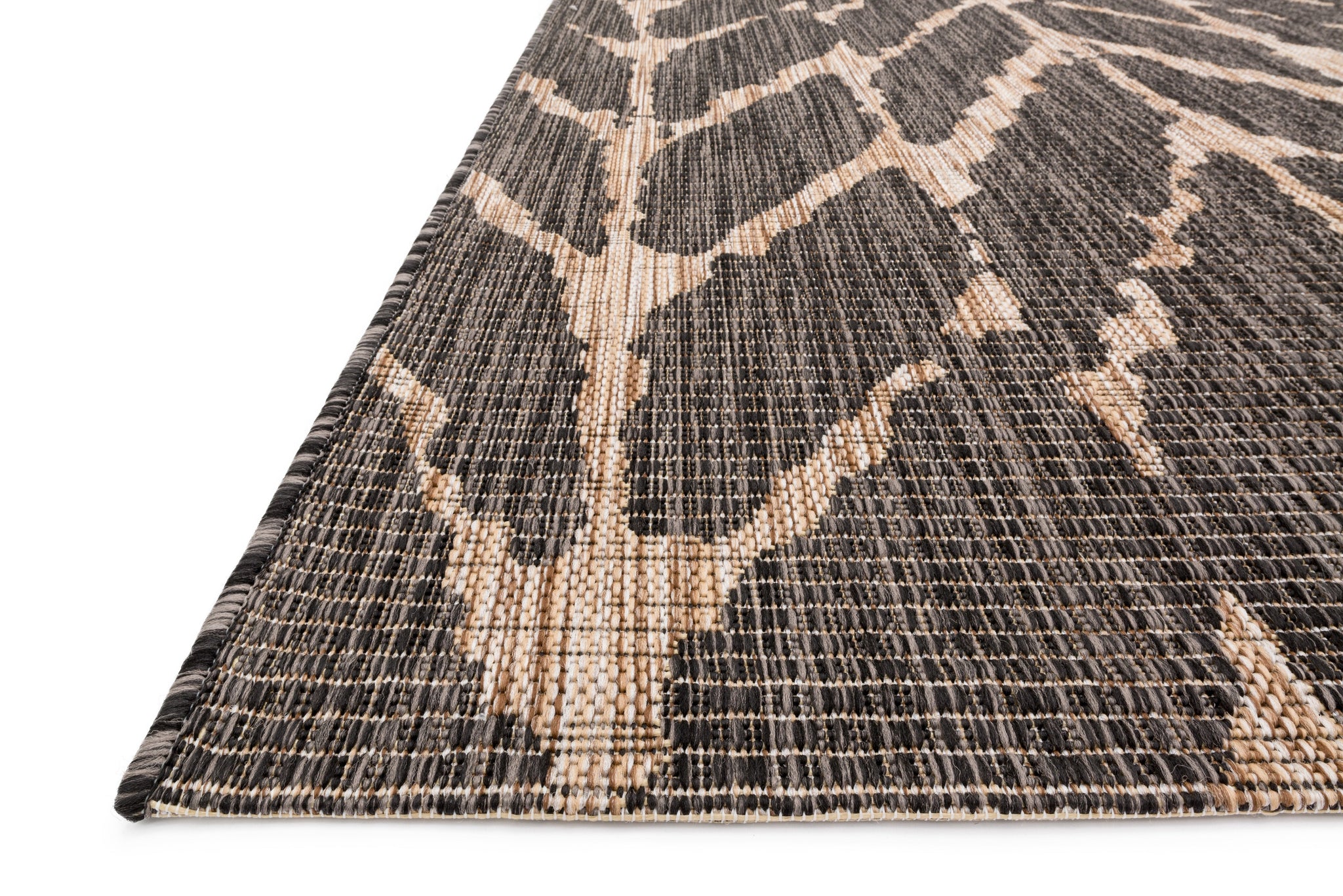 angle view of Isle Charcoal / Mocha luxury Rug