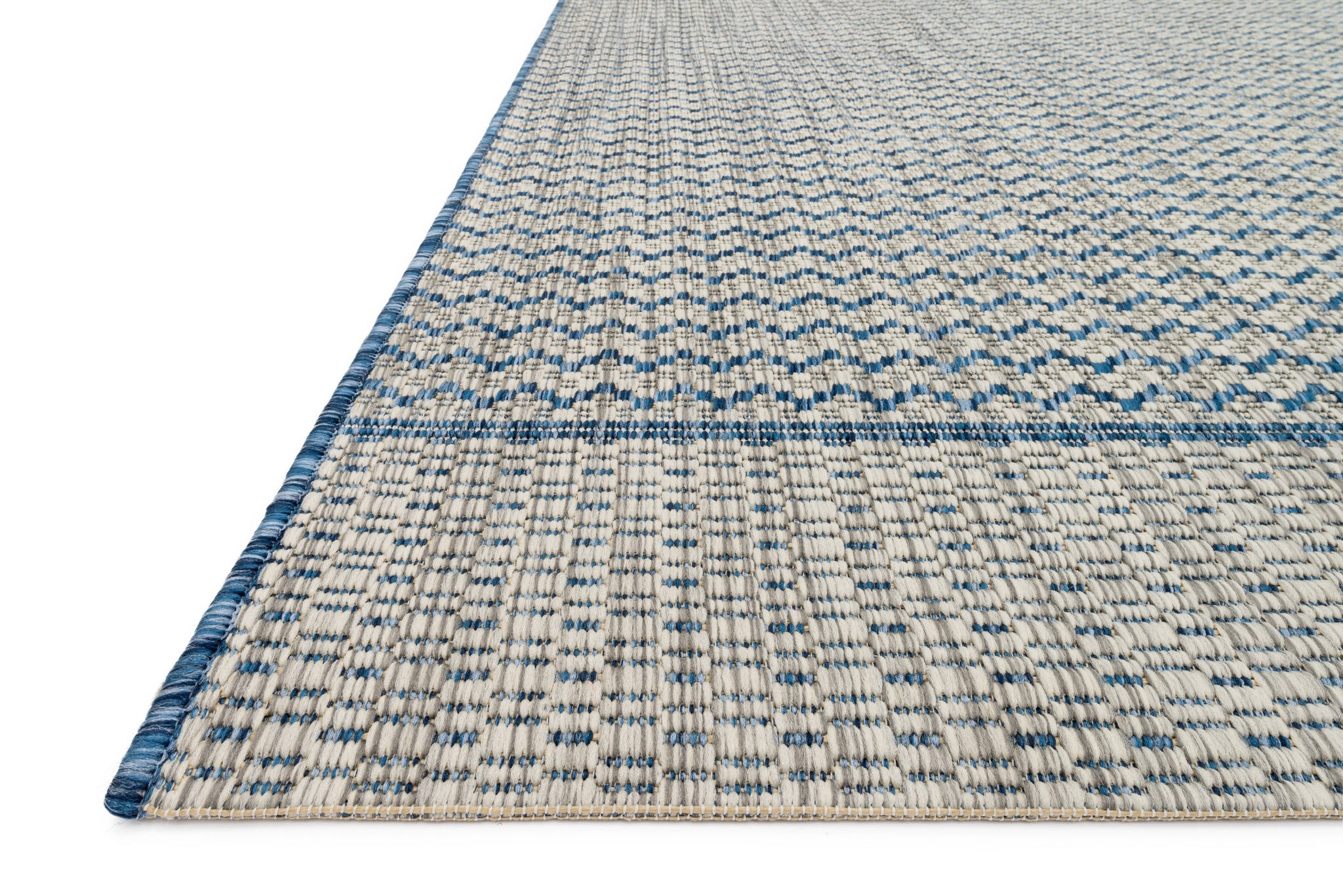 angle view of Isle Grey / Blue luxury Rug