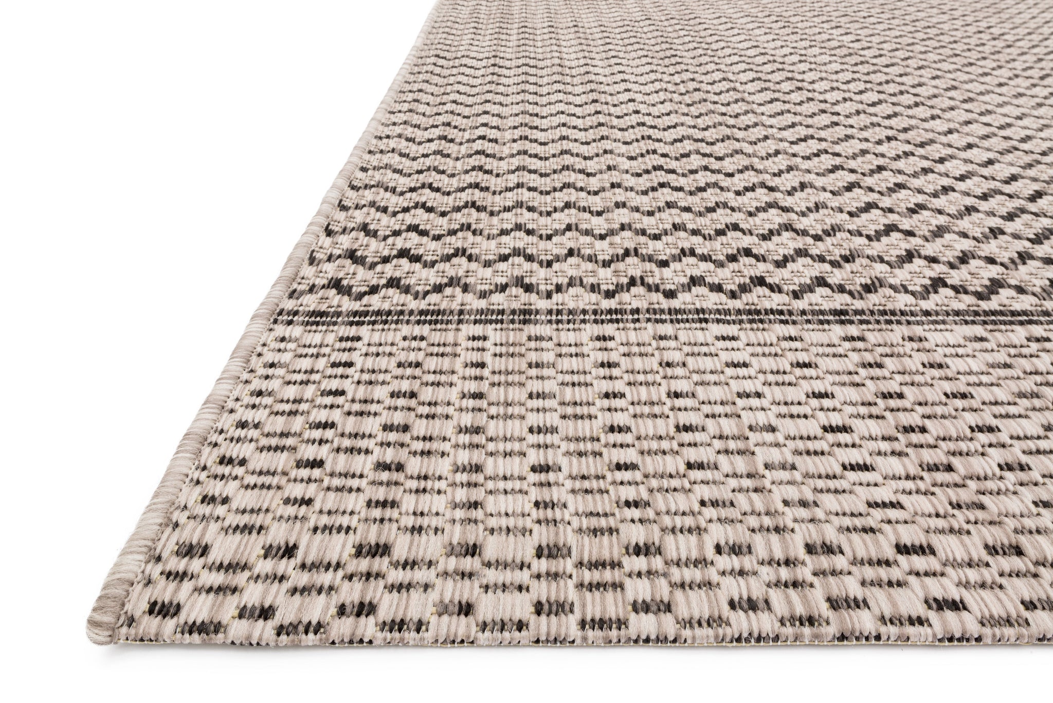 angle view of Isle Grey / Black luxury Rug