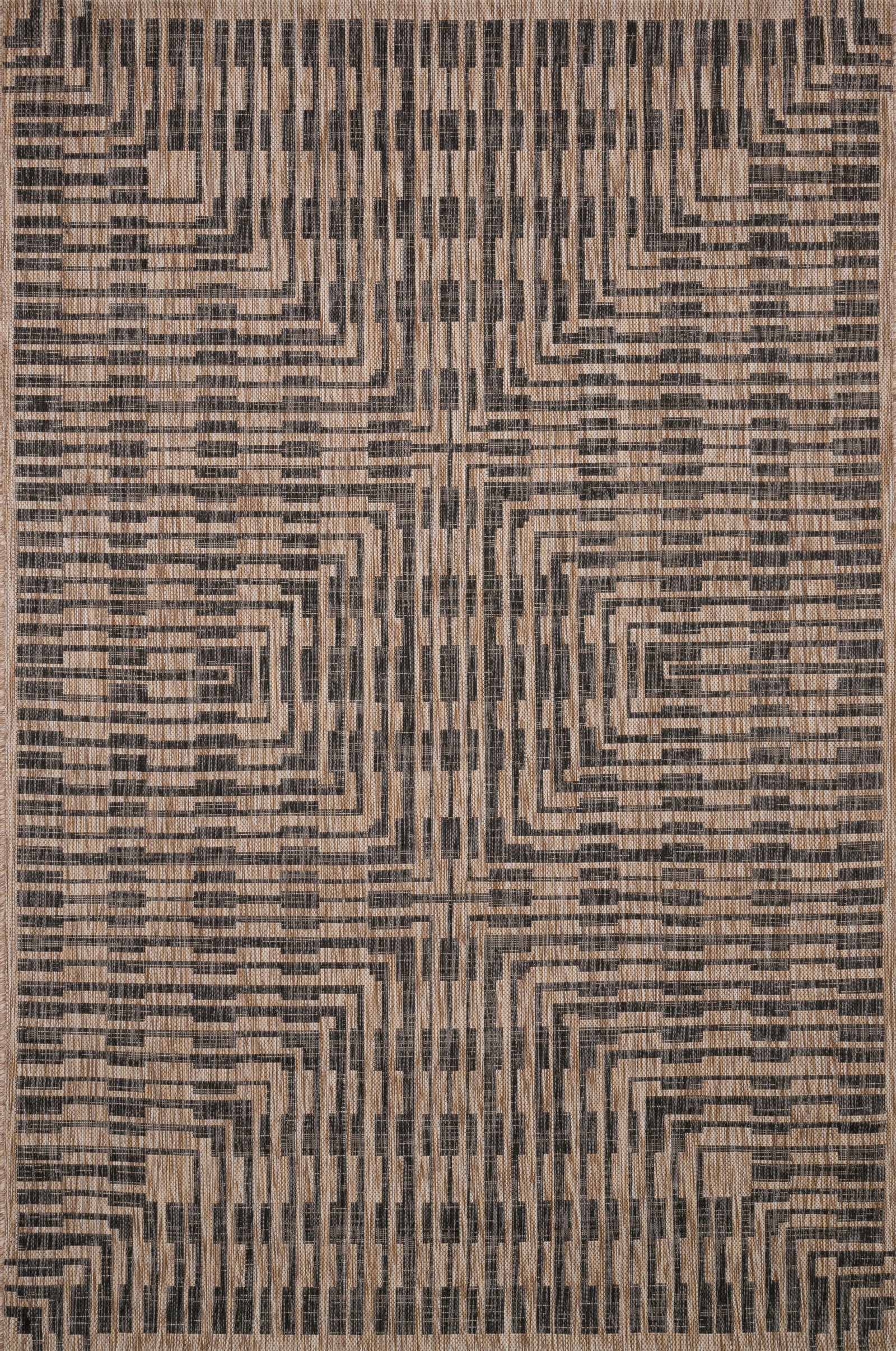 front view of Isle Brown / Black luxury Rug