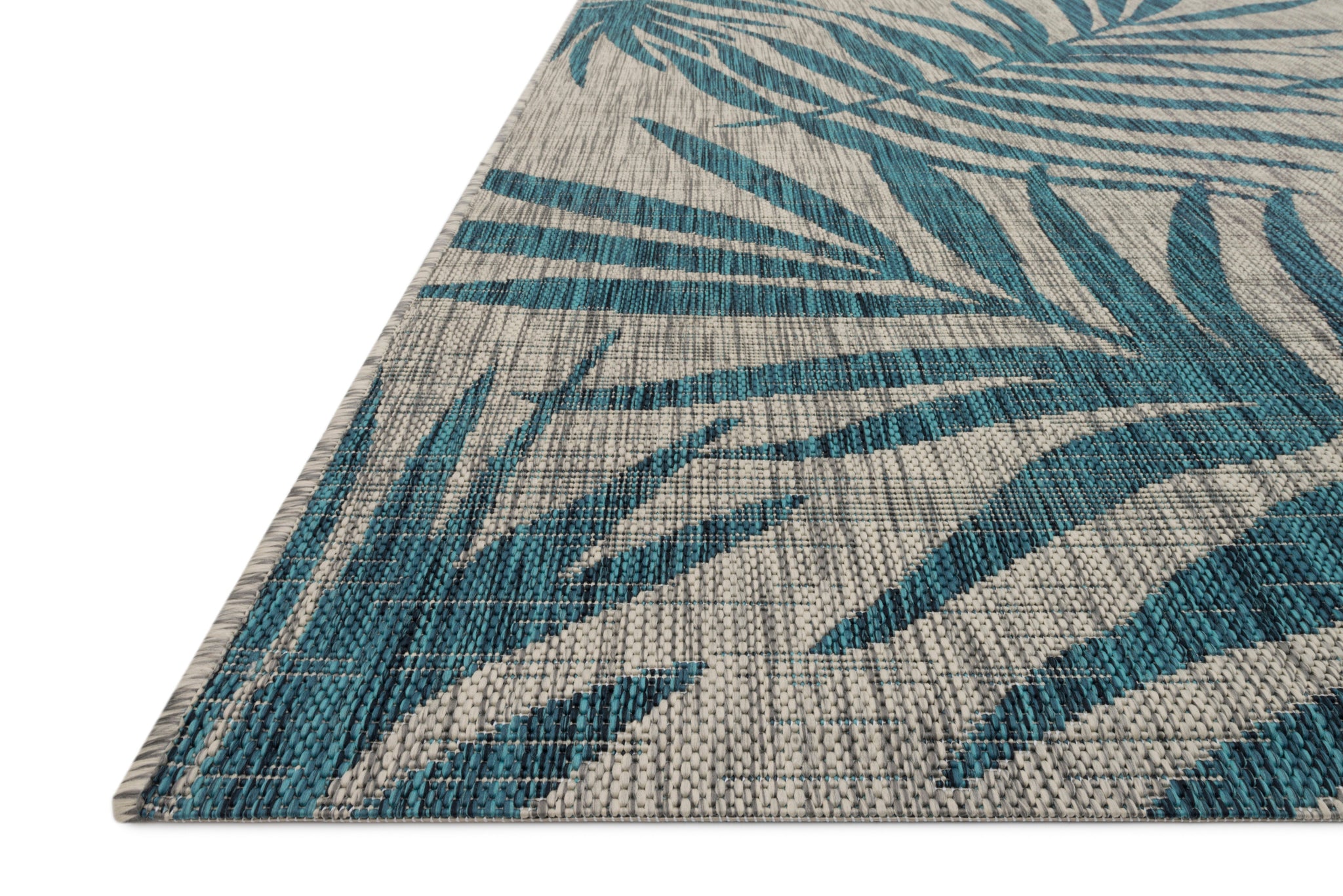 angle view of Isle Grey / Aqua luxury Rug