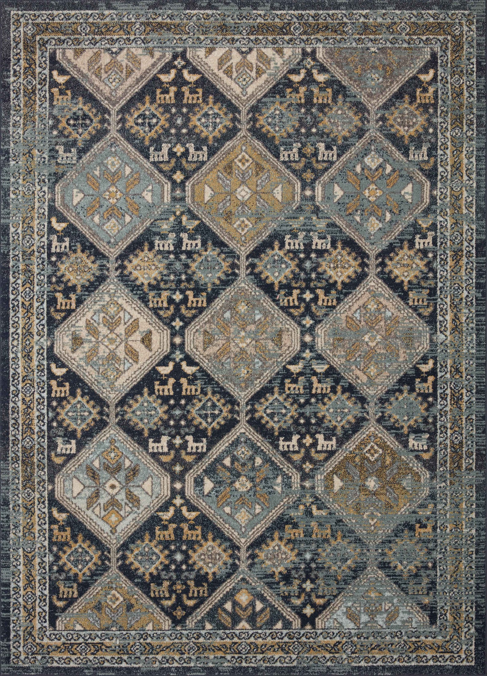 front view of Jocelyn Navy / Blue luxury Rug