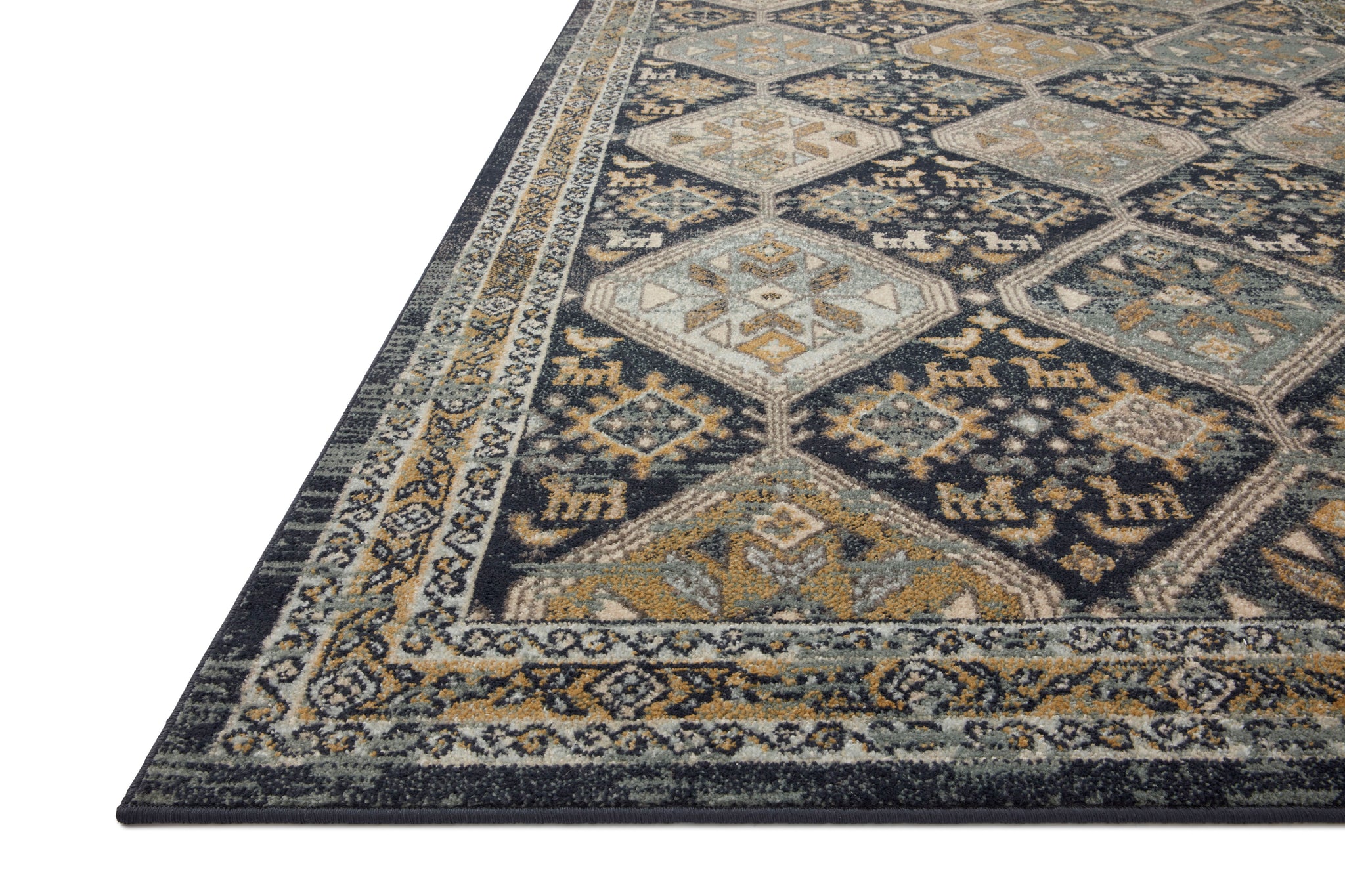 side view of Jocelyn Navy / Blue luxury Rug