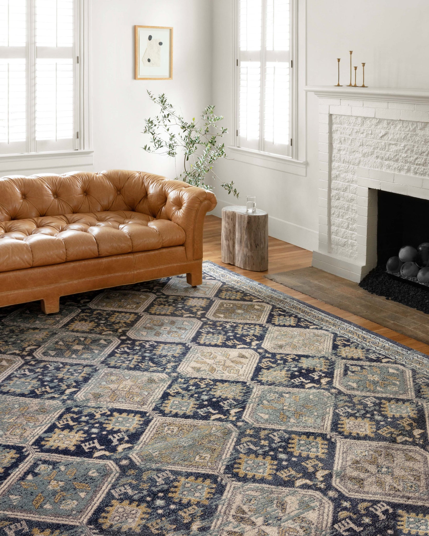 angle view of Jocelyn Navy / Blue luxury Rug