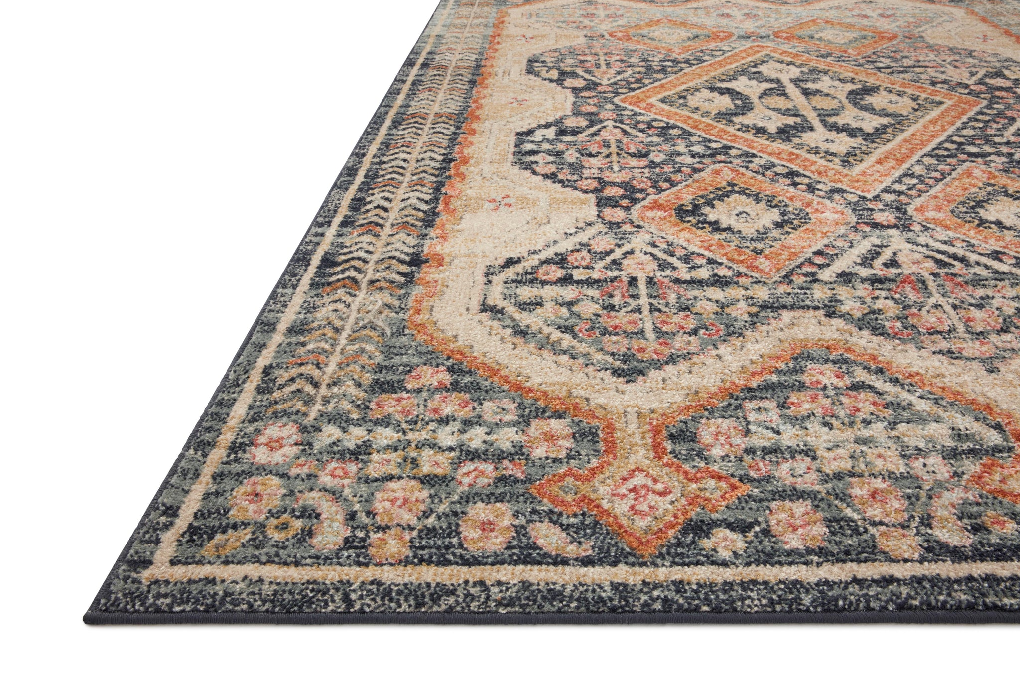 side view of Jocelyn Navy / Multi luxury Rug