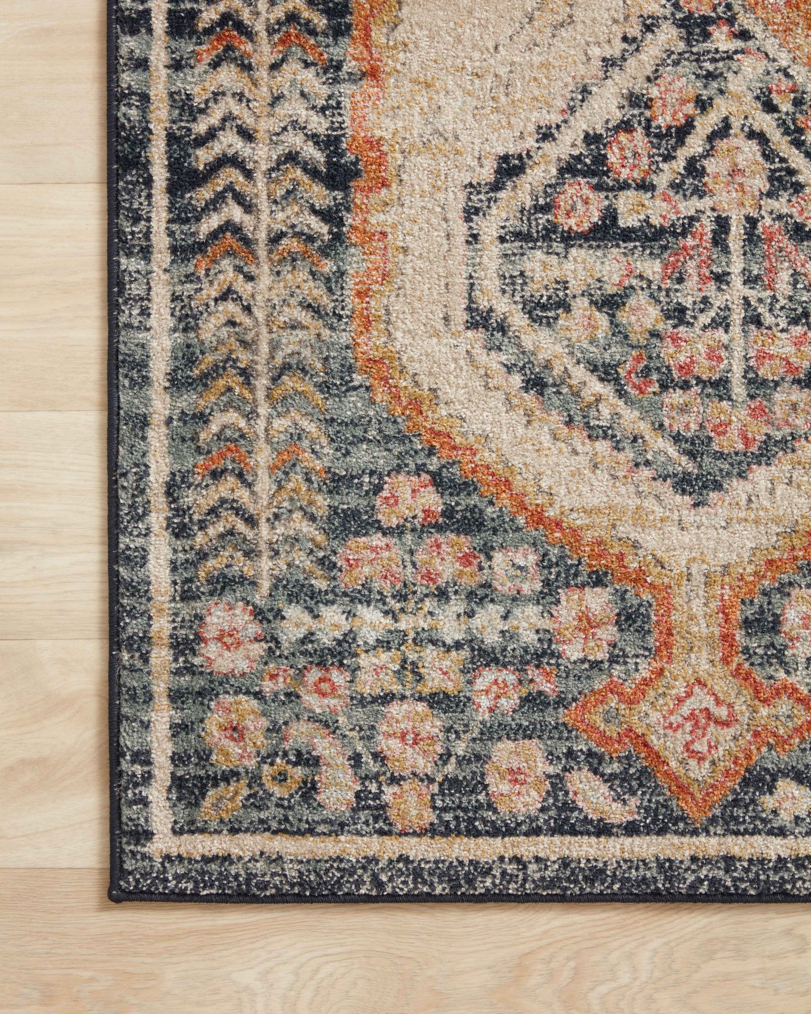 lifestyle view of Jocelyn Navy / Multi luxury Rug