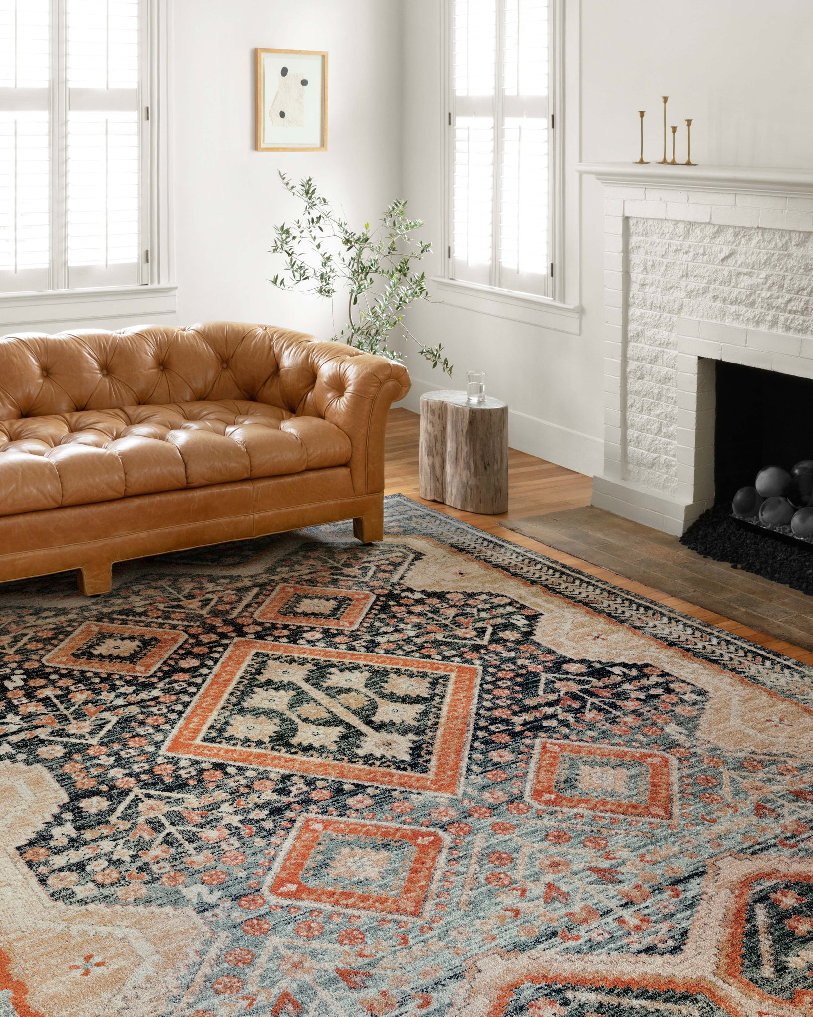 angle view of Jocelyn Navy / Multi luxury Rug
