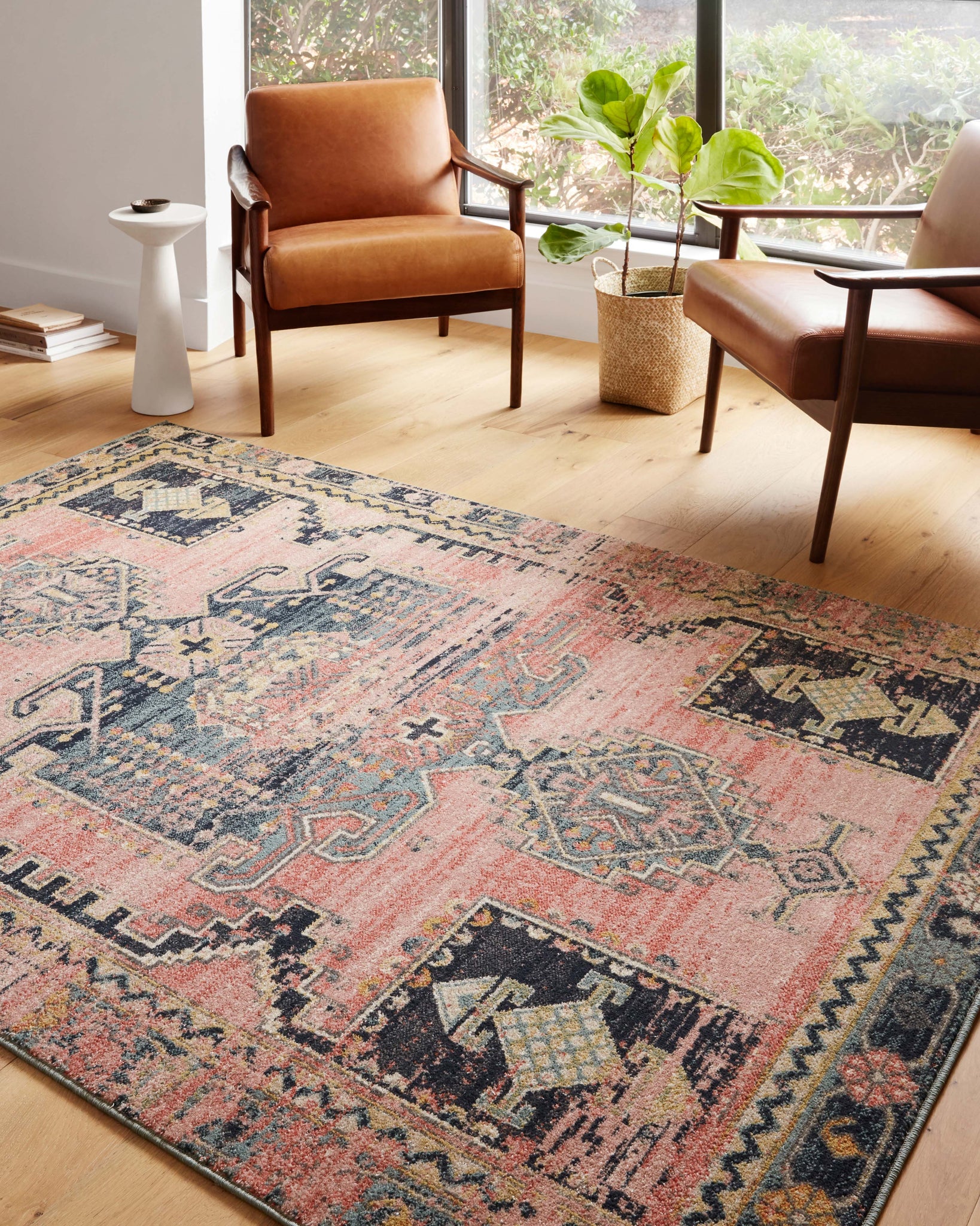 angle view of Jocelyn Rose / Rose luxury Rug