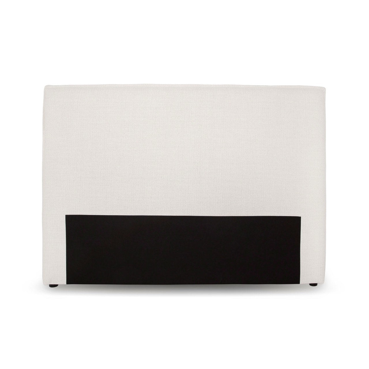 White headboard with a black panel on a white background