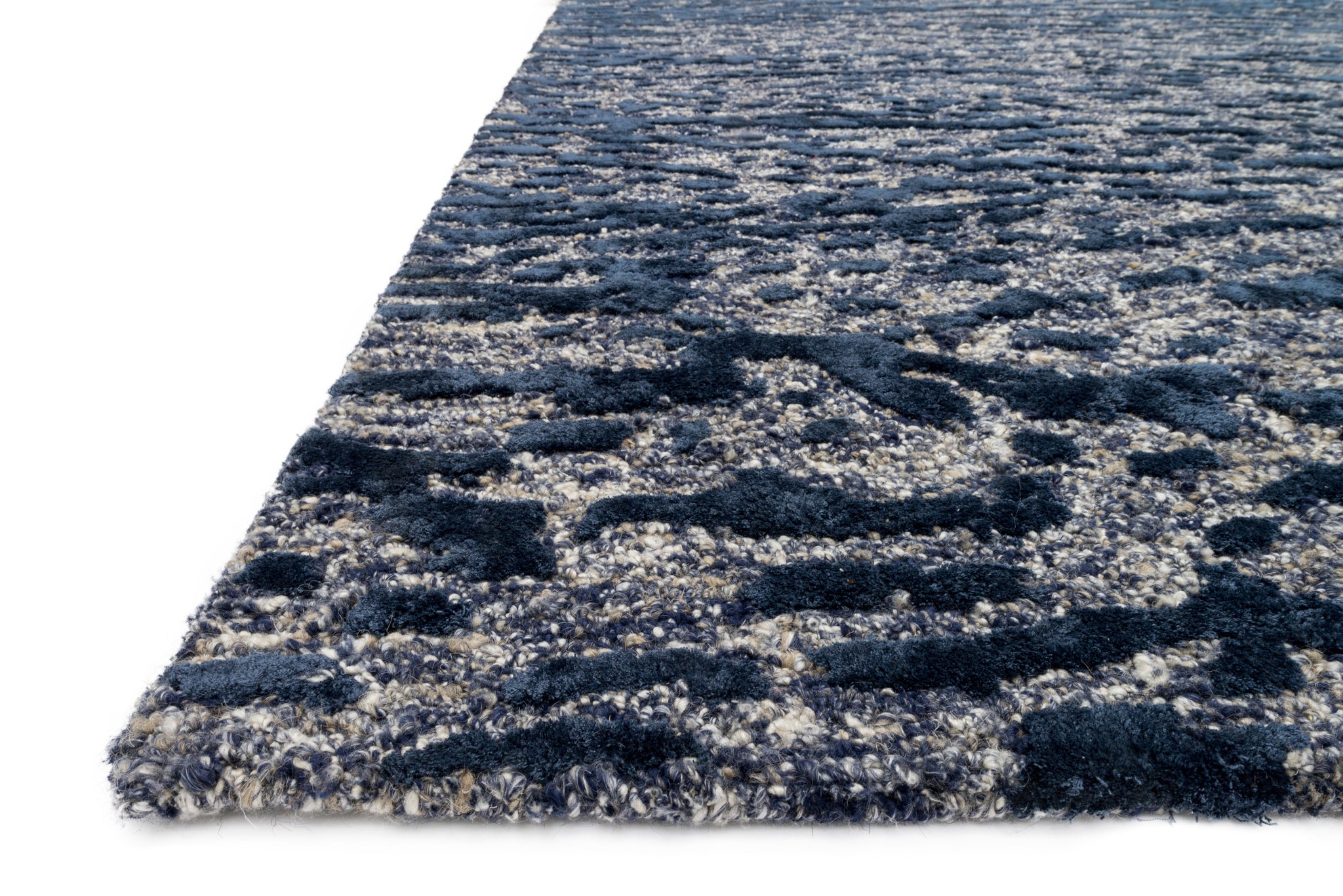side view of Juneau Steel / Blue luxury Rug
