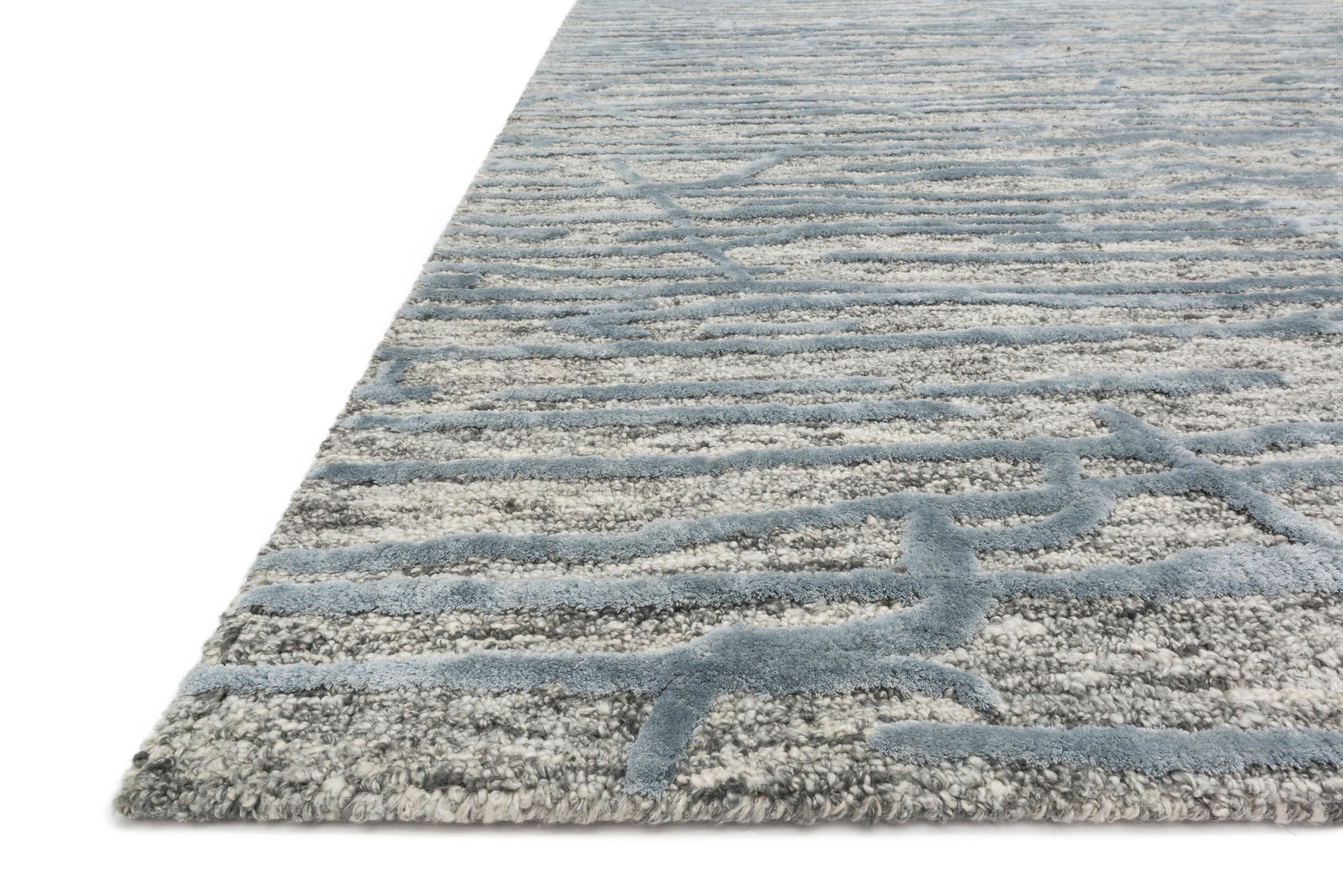 angle view of Juneau Grey / Blue luxury Rug